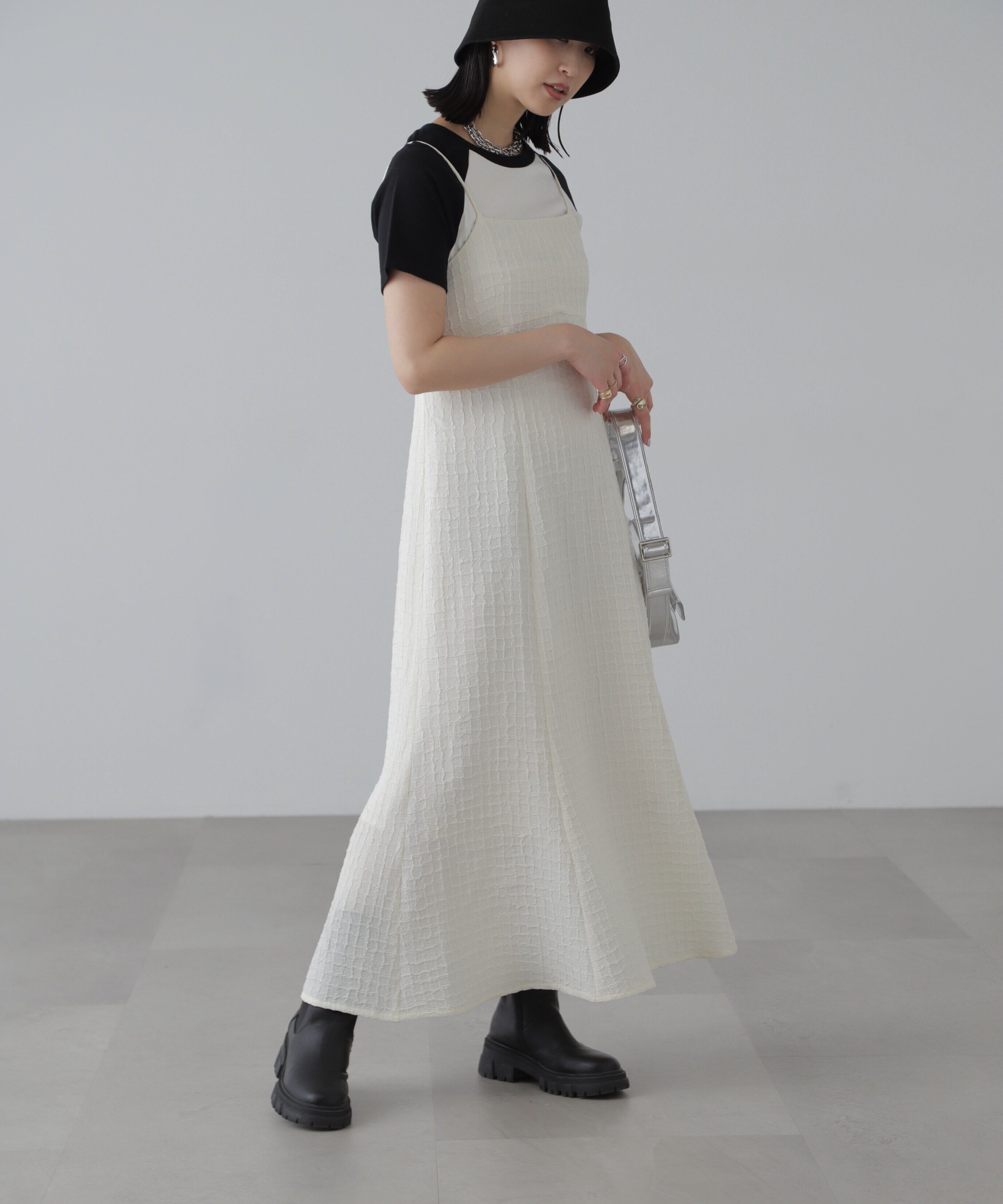  「ぽこぽこチェックマーメイドキャミワンピース」|ワンピース|