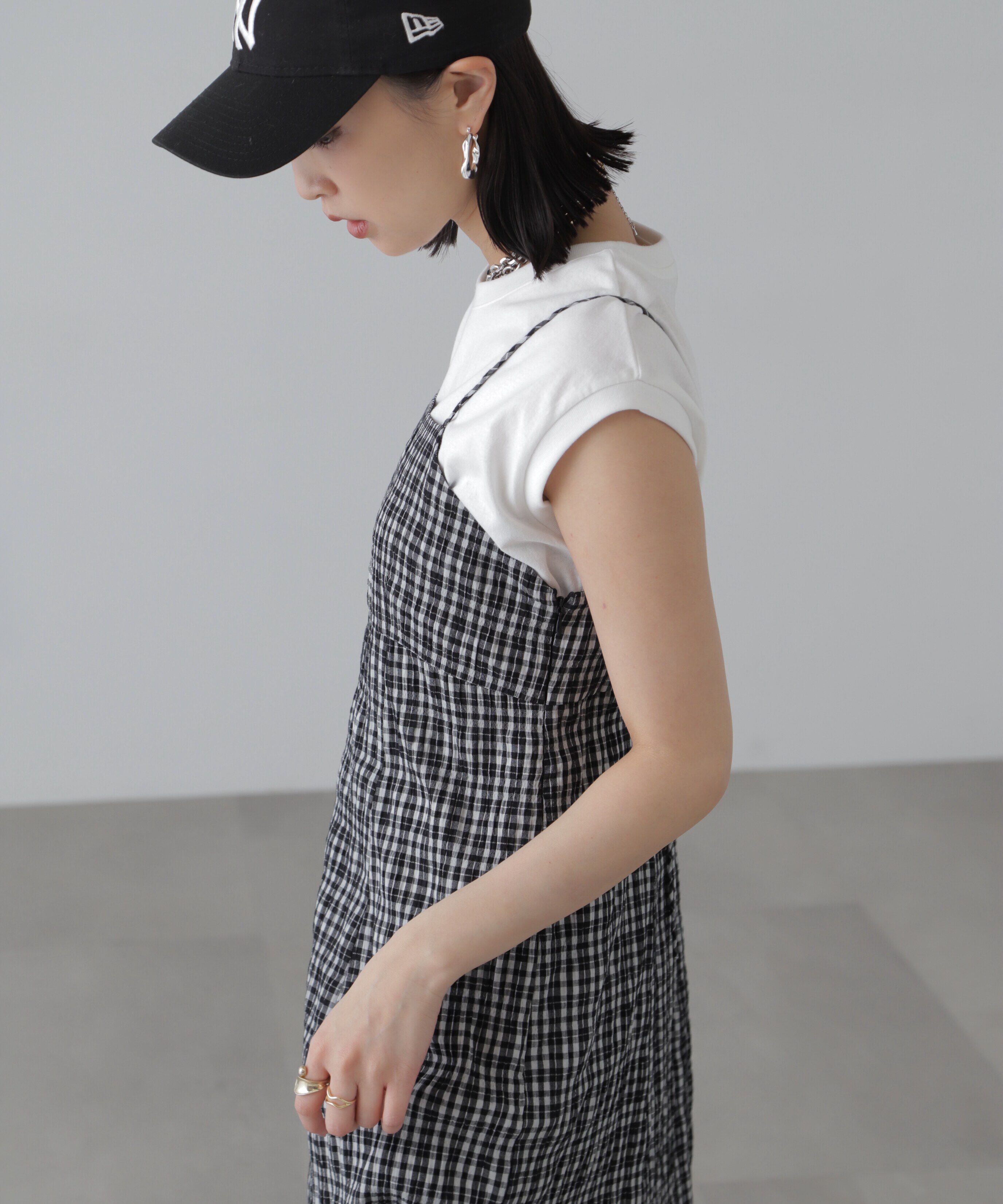  「ぽこぽこチェックマーメイドキャミワンピース」|ワンピース|