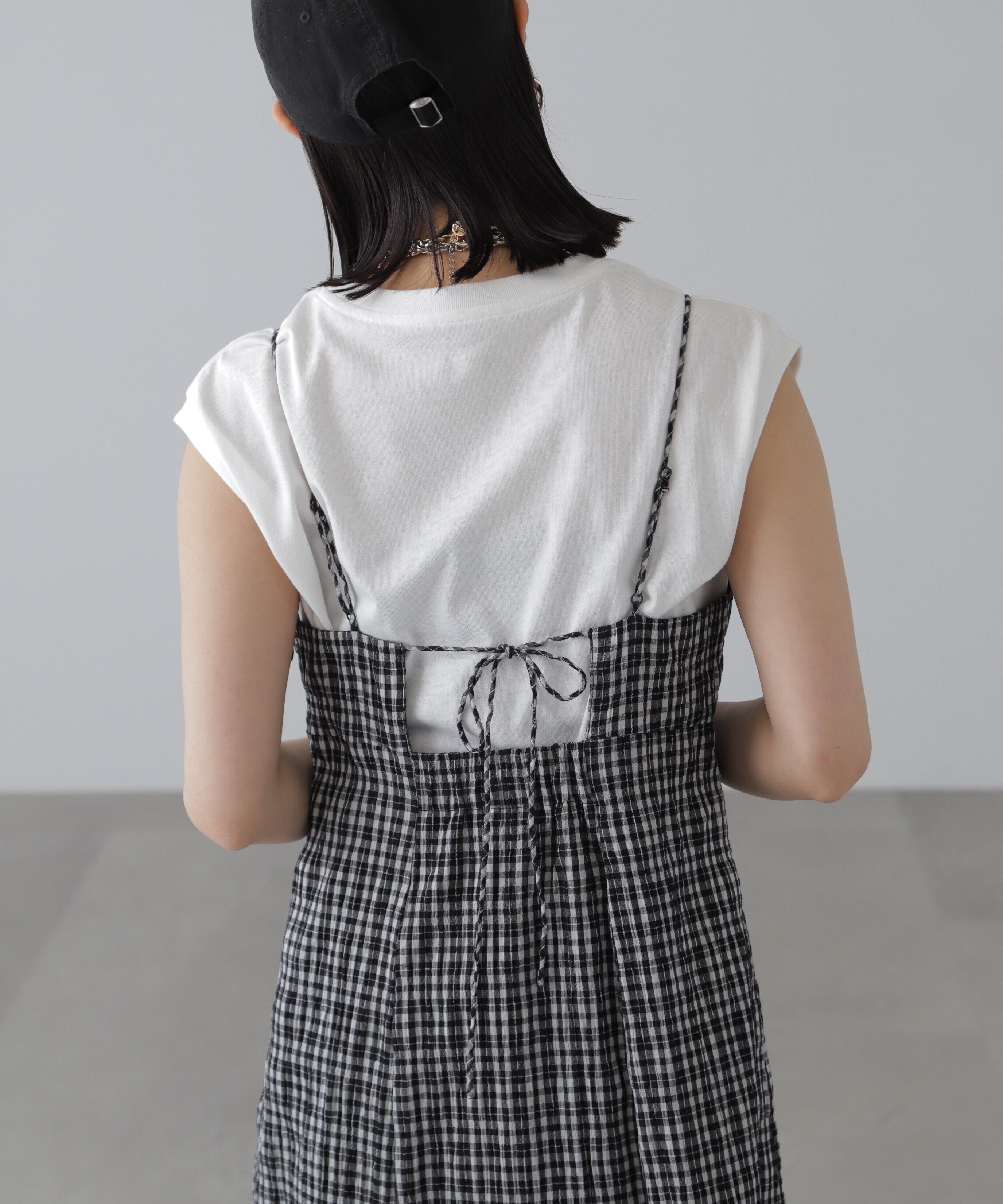  「ぽこぽこチェックマーメイドキャミワンピース」|ワンピース|