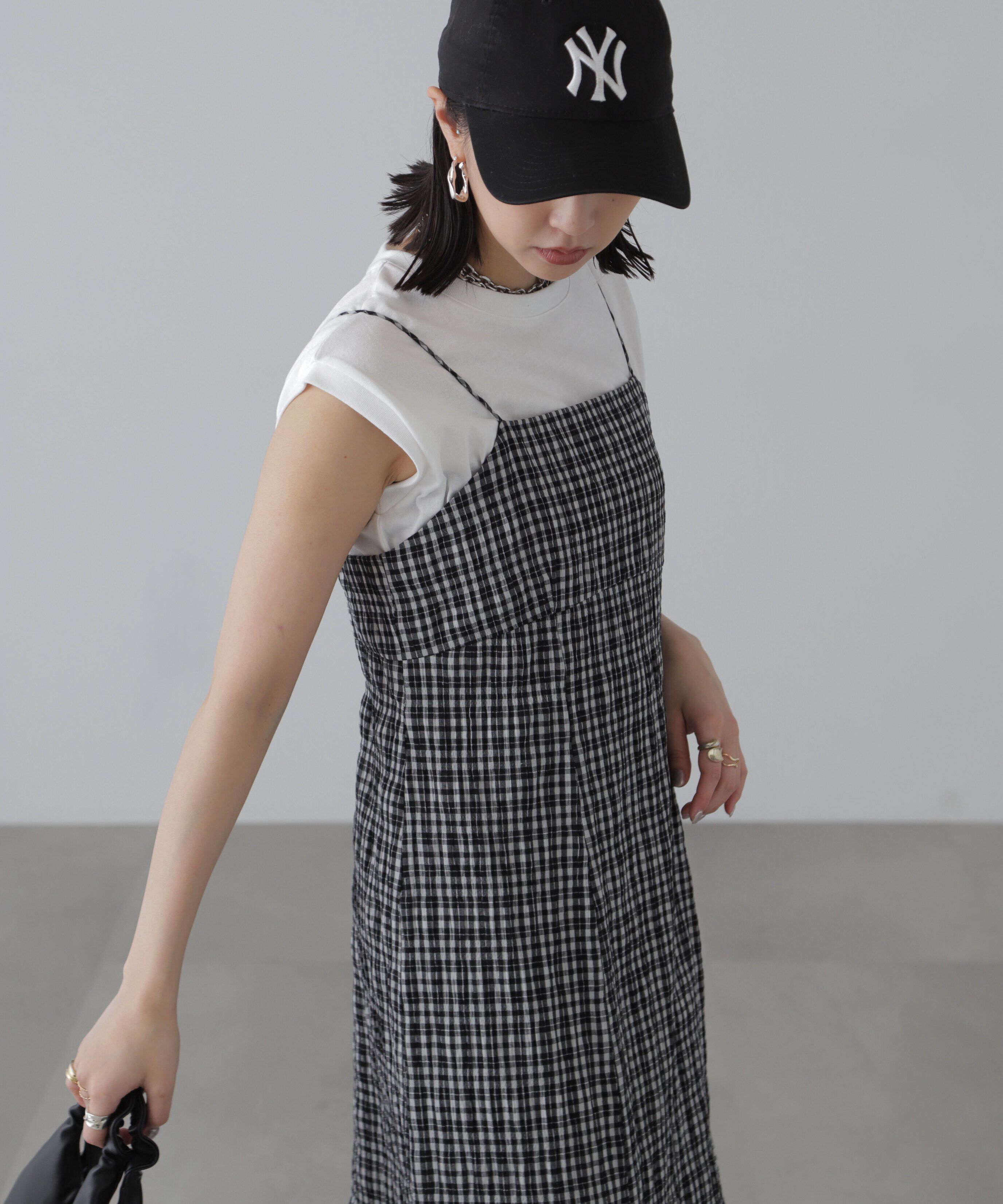  「ぽこぽこチェックマーメイドキャミワンピース」|ワンピース|