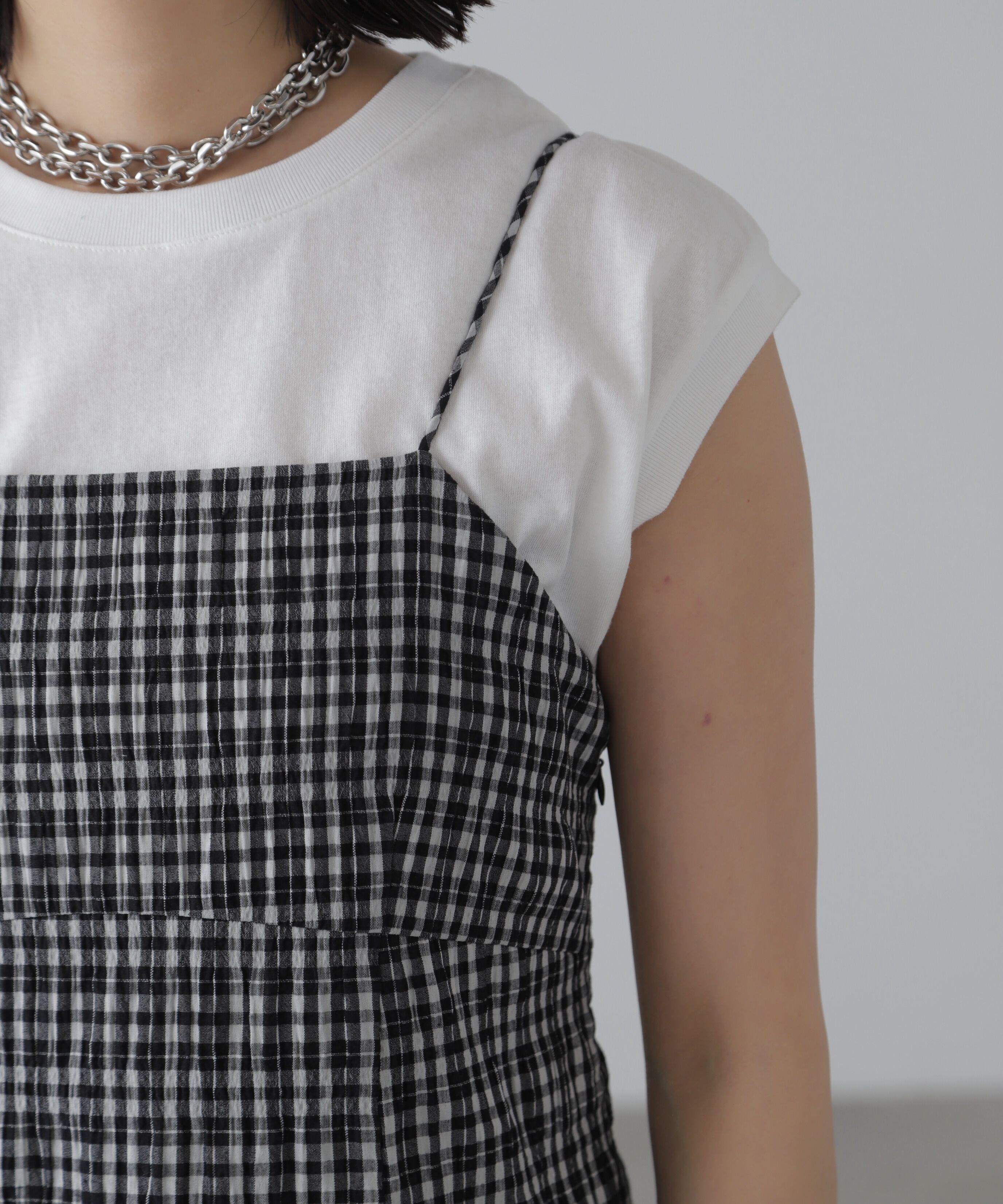  「ぽこぽこチェックマーメイドキャミワンピース」|ワンピース|