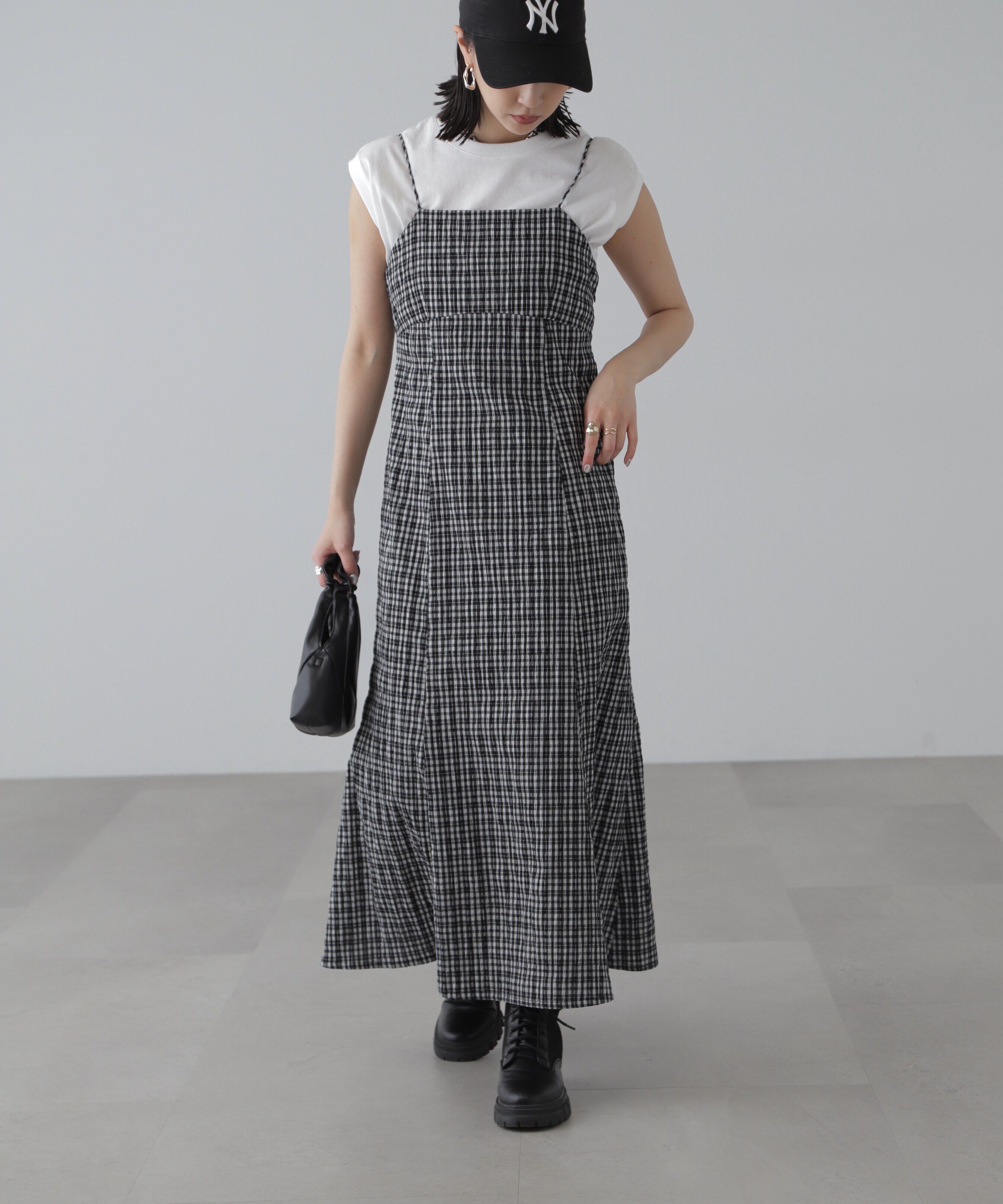  「ぽこぽこチェックマーメイドキャミワンピース」|ワンピース|