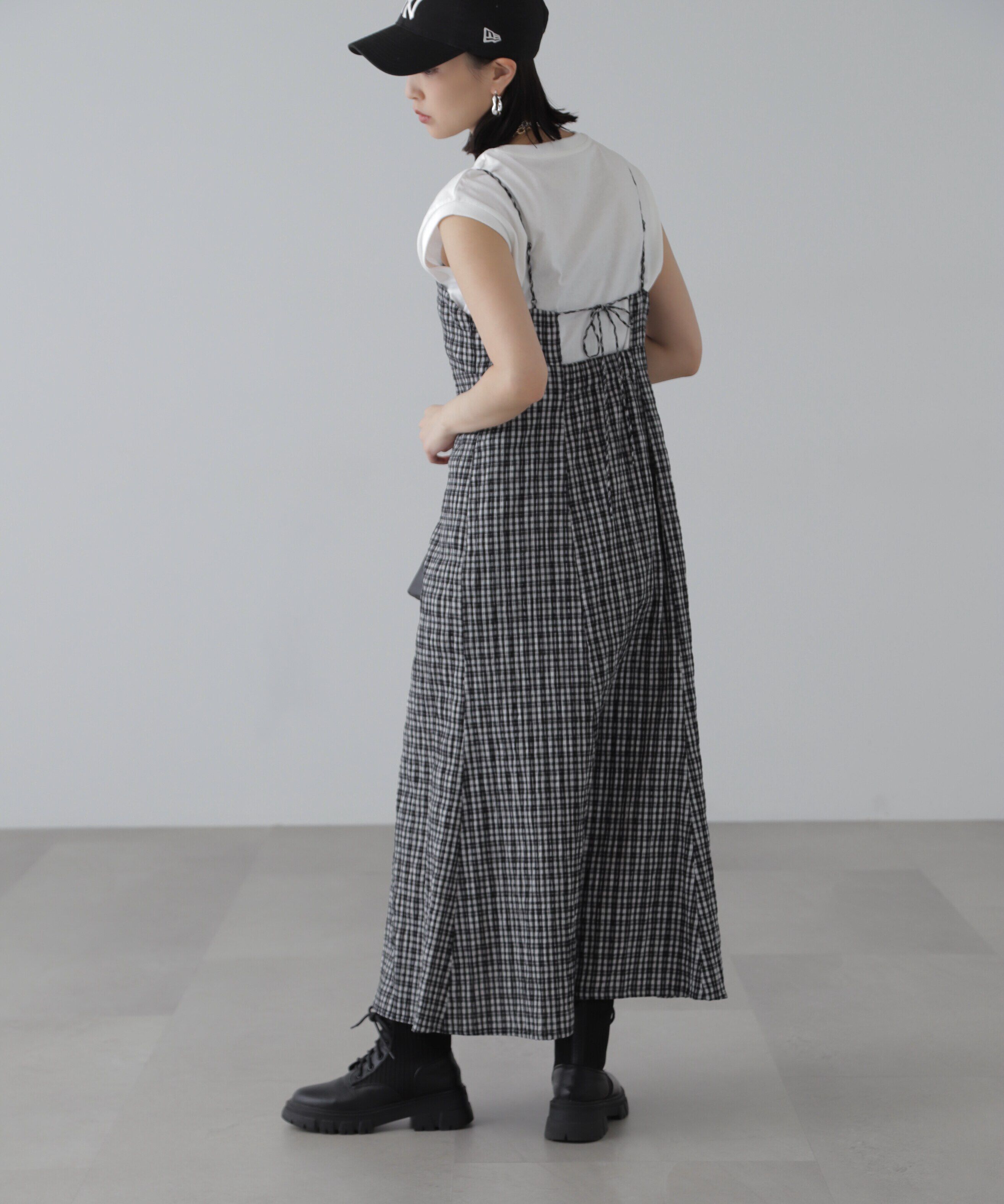  「ぽこぽこチェックマーメイドキャミワンピース」|ワンピース|