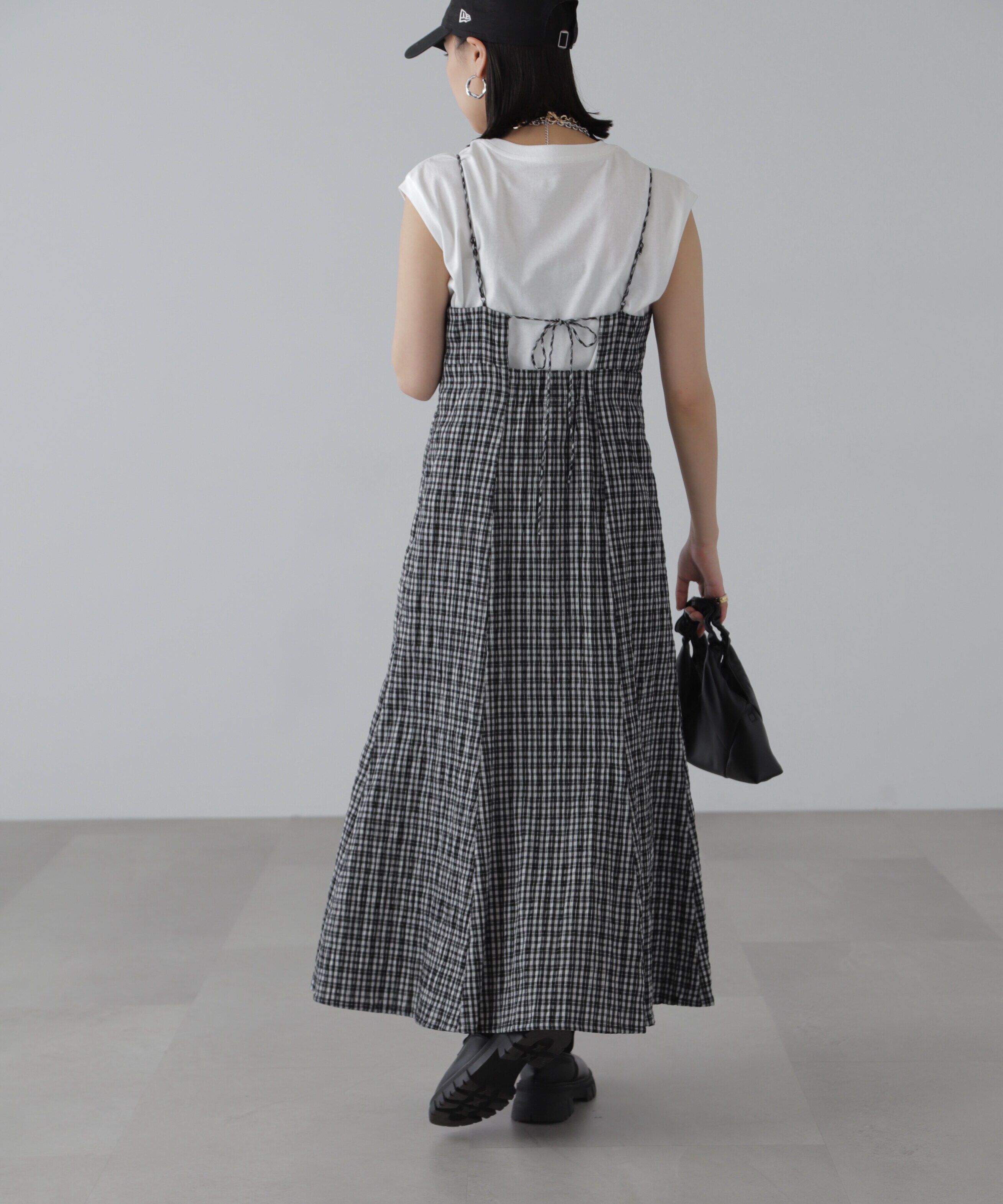  「ぽこぽこチェックマーメイドキャミワンピース」|ワンピース|