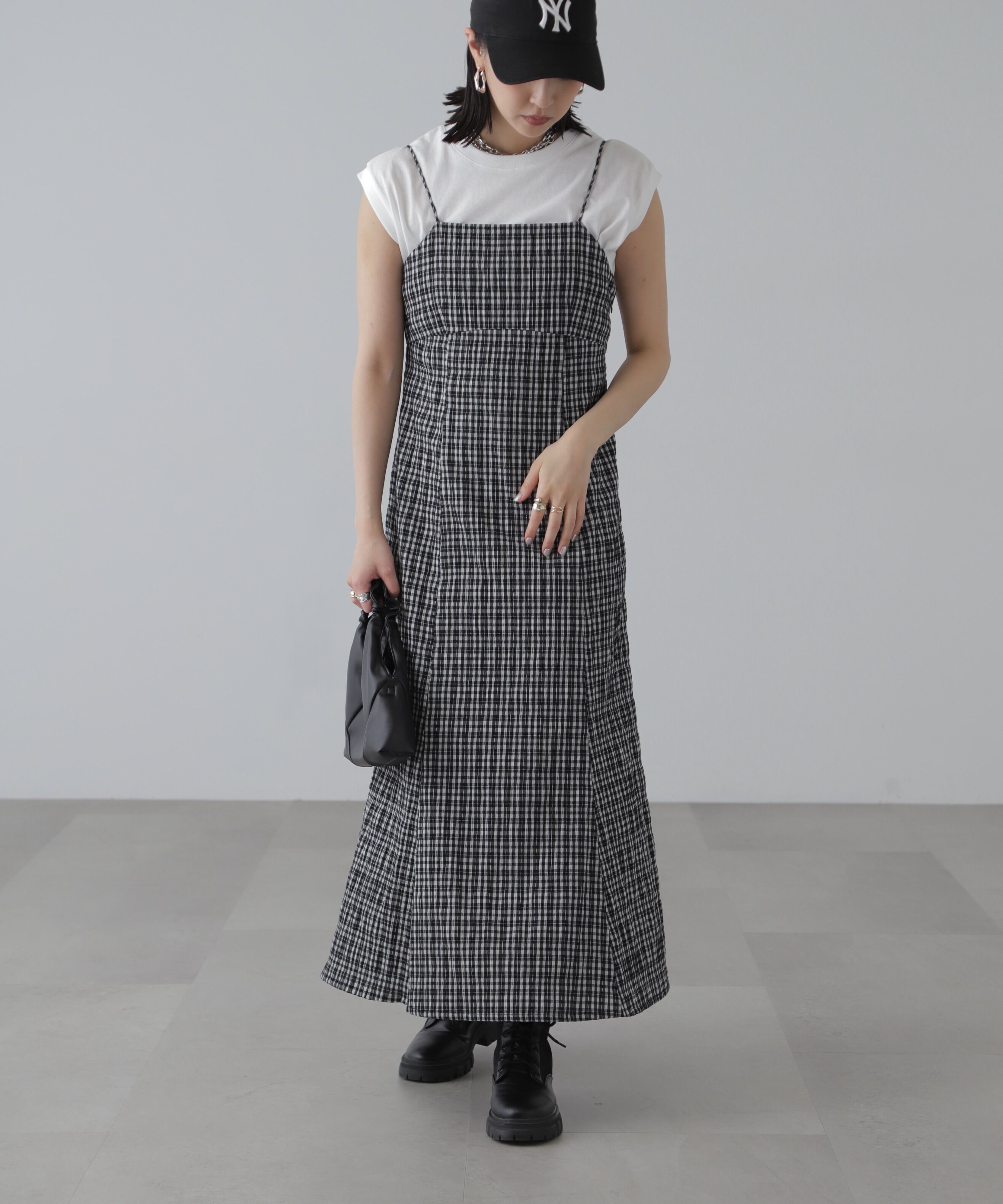  「ぽこぽこチェックマーメイドキャミワンピース」|ワンピース|