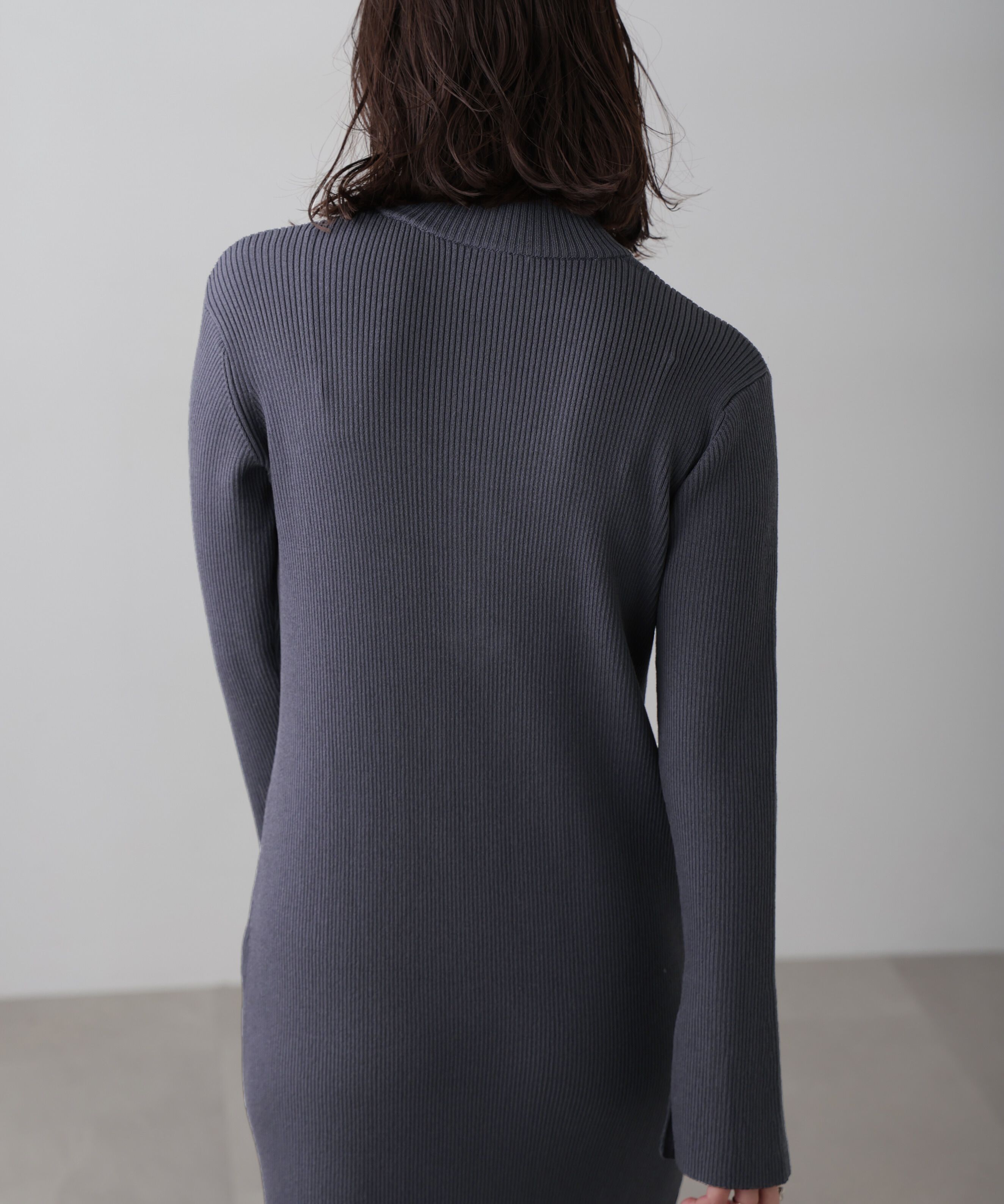  「ハーフジップロングニットワンピース」|ワンピース|