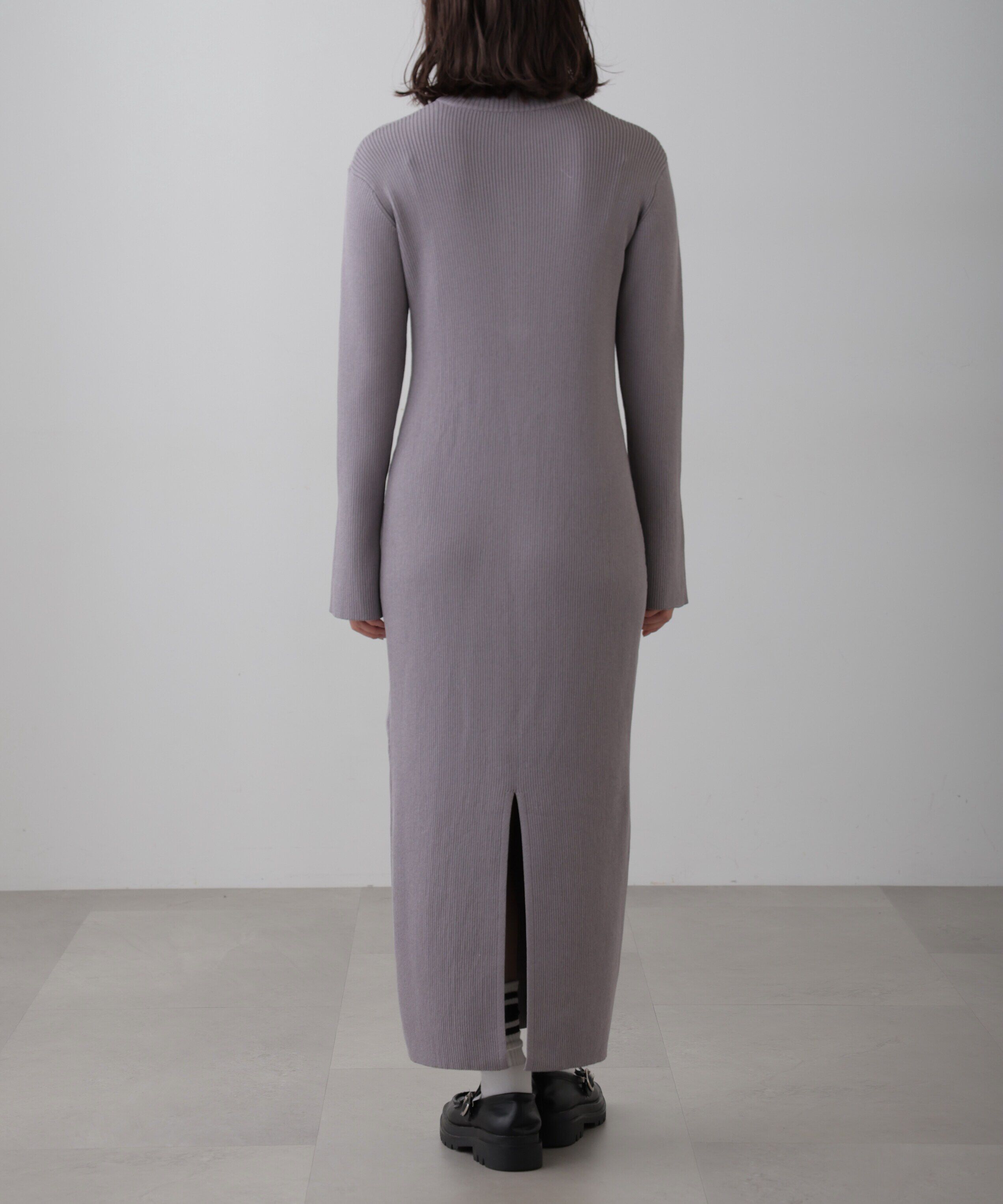  「ハーフジップロングニットワンピース」|ワンピース|