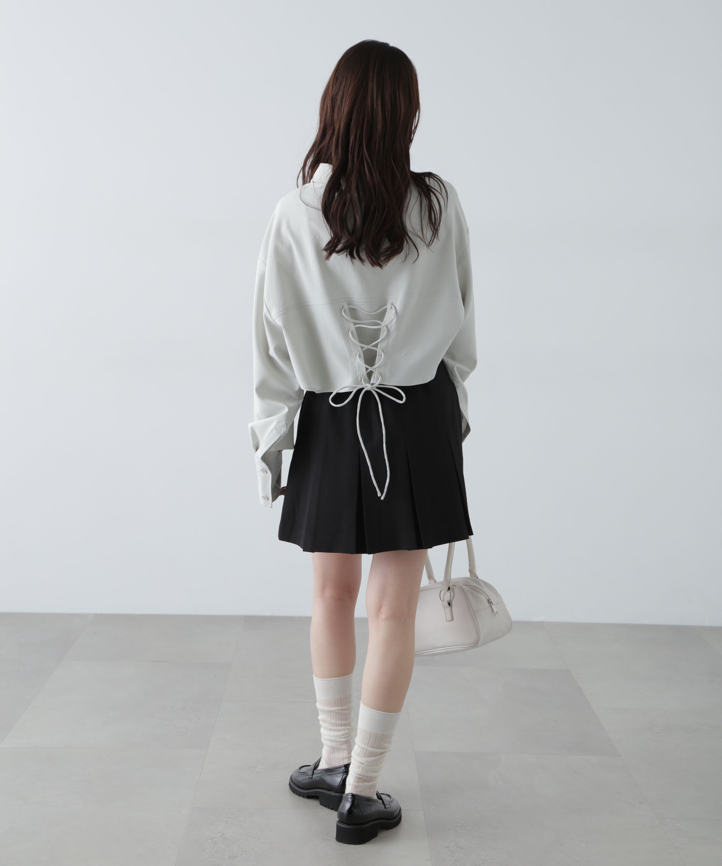  「バックレースアップショート丈シャツ」|シャツ・ブラウス|