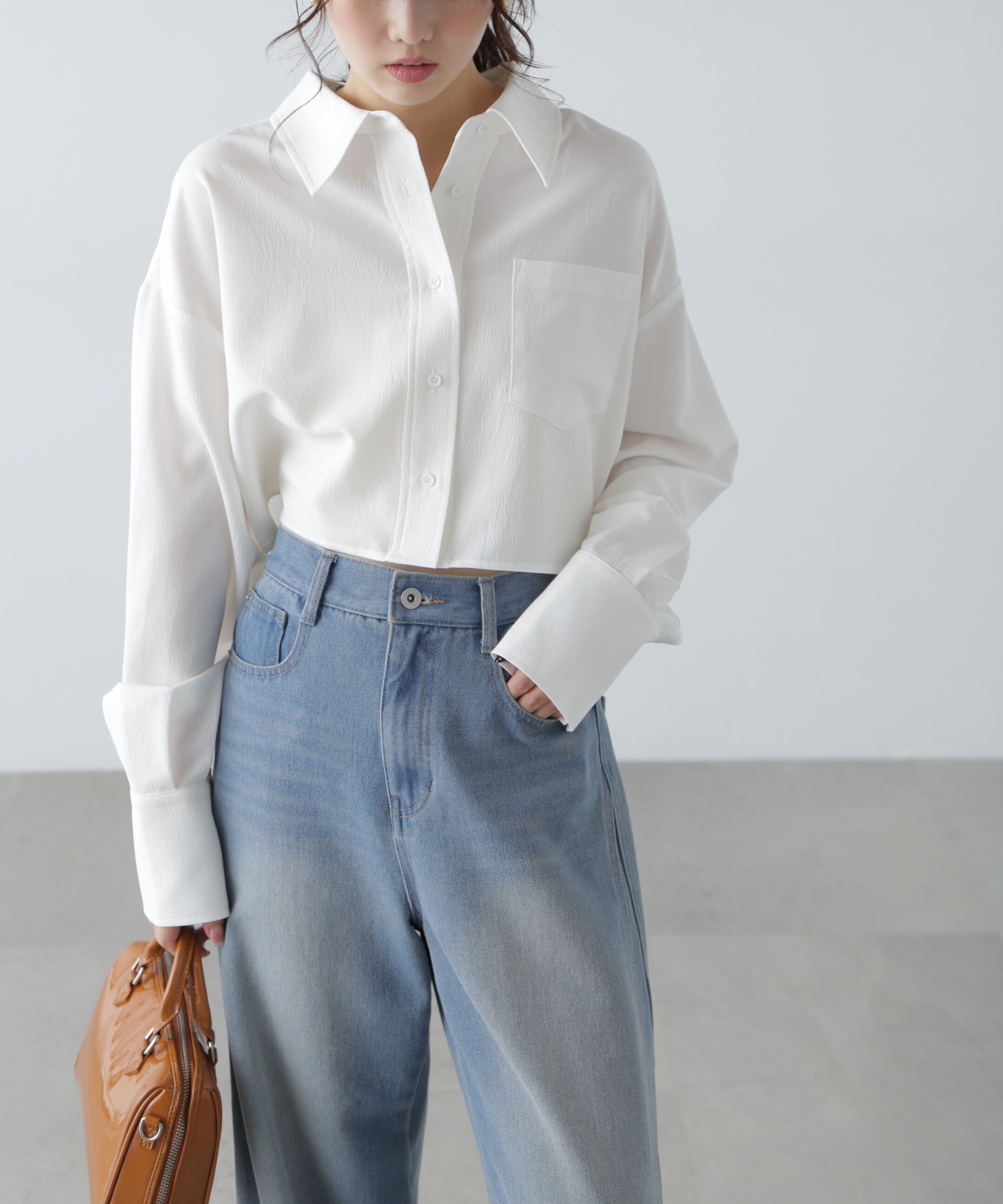  「バックレースアップショート丈シャツ」|シャツ・ブラウス|