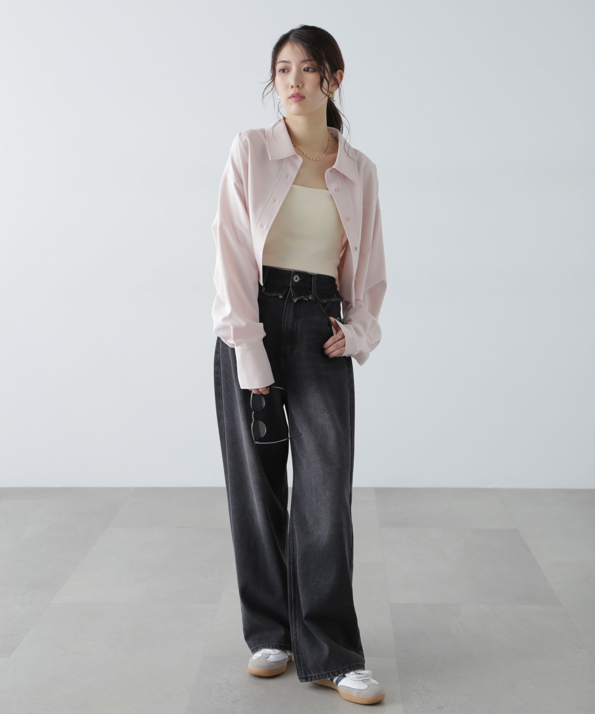  「バックレースアップショート丈シャツ」|シャツ・ブラウス|