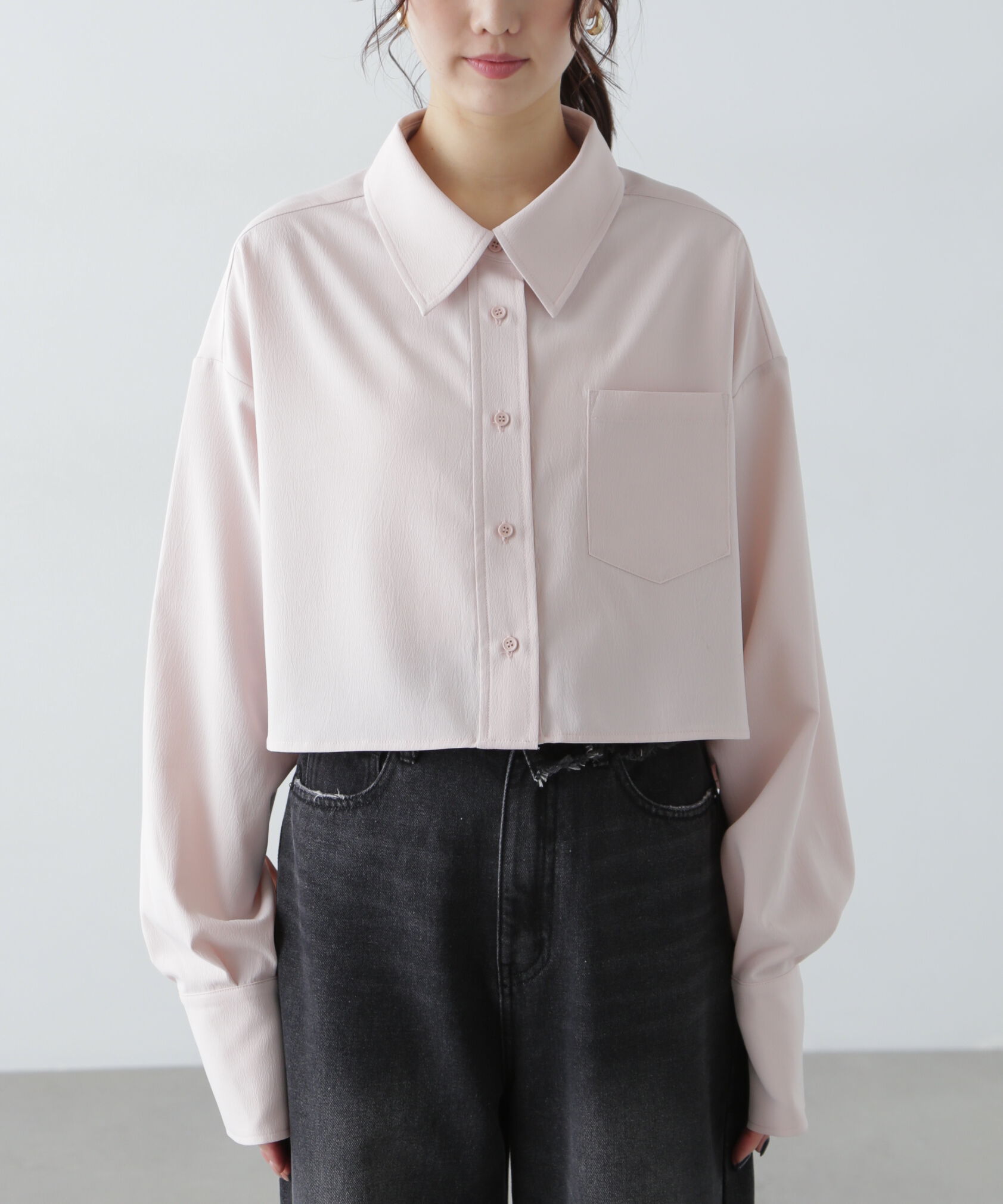  「バックレースアップショート丈シャツ」|シャツ・ブラウス|