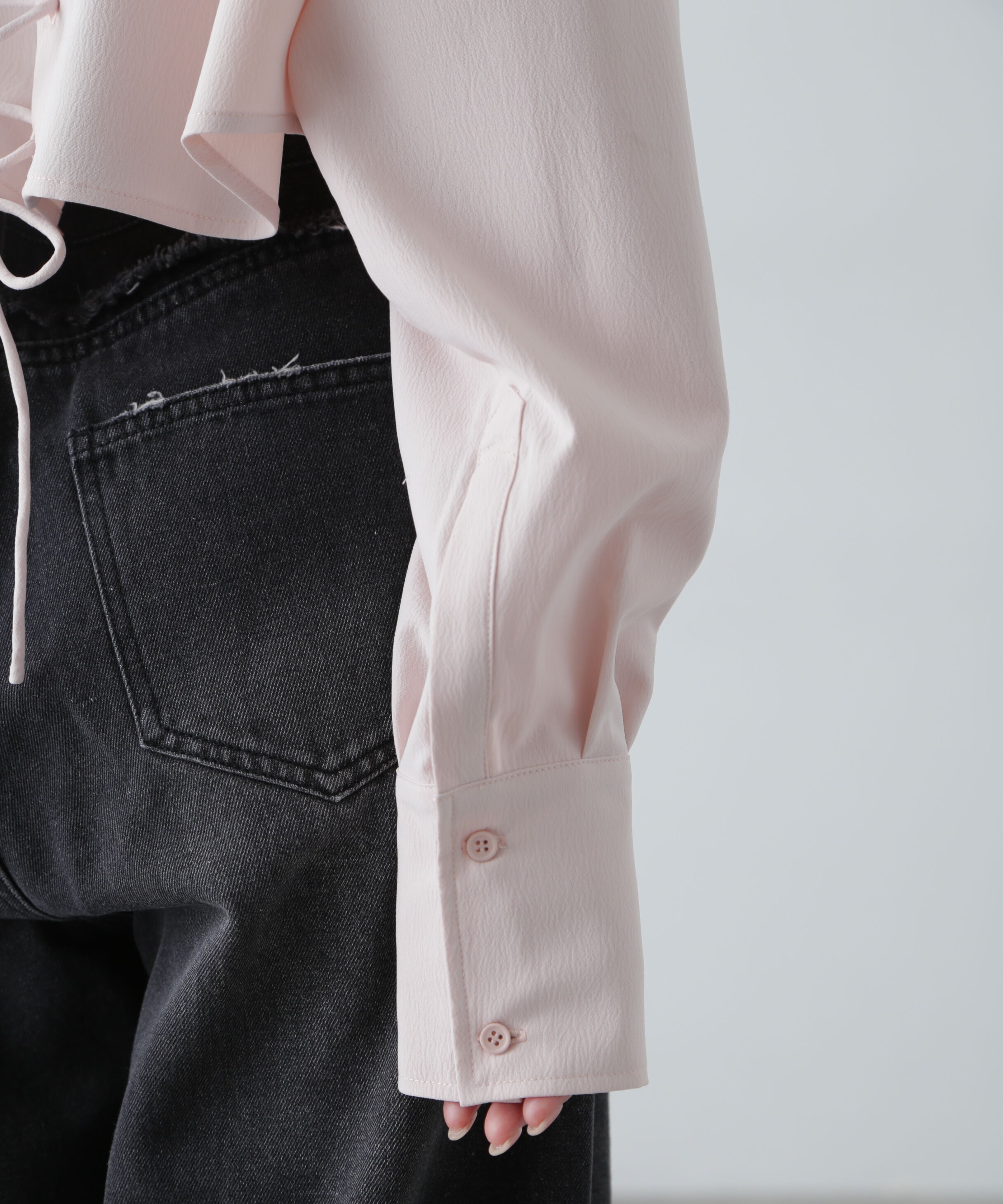  「バックレースアップショート丈シャツ」|シャツ・ブラウス|