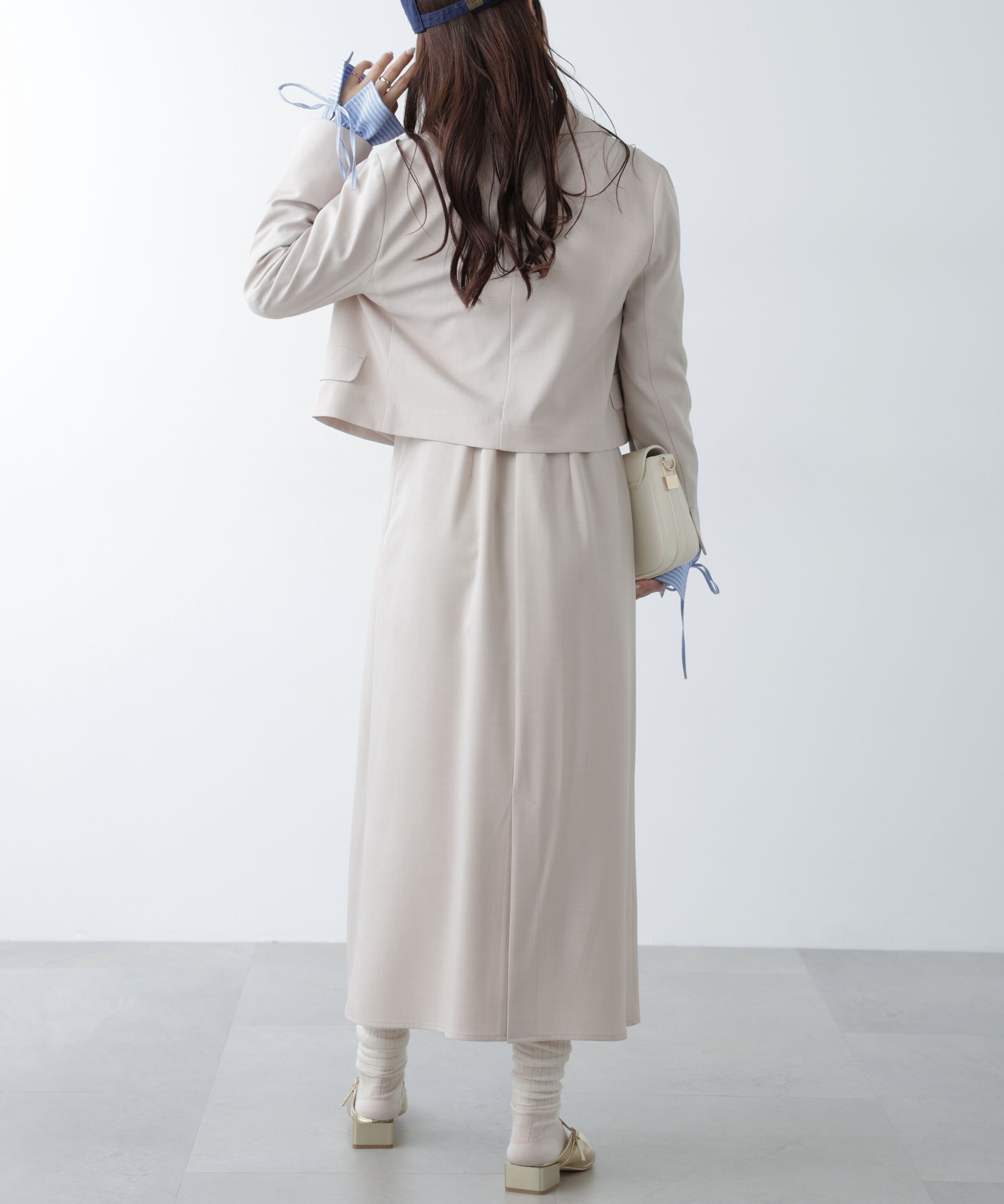  「梳毛調合繊ステッチナローキャミワンピース」|ワンピース|