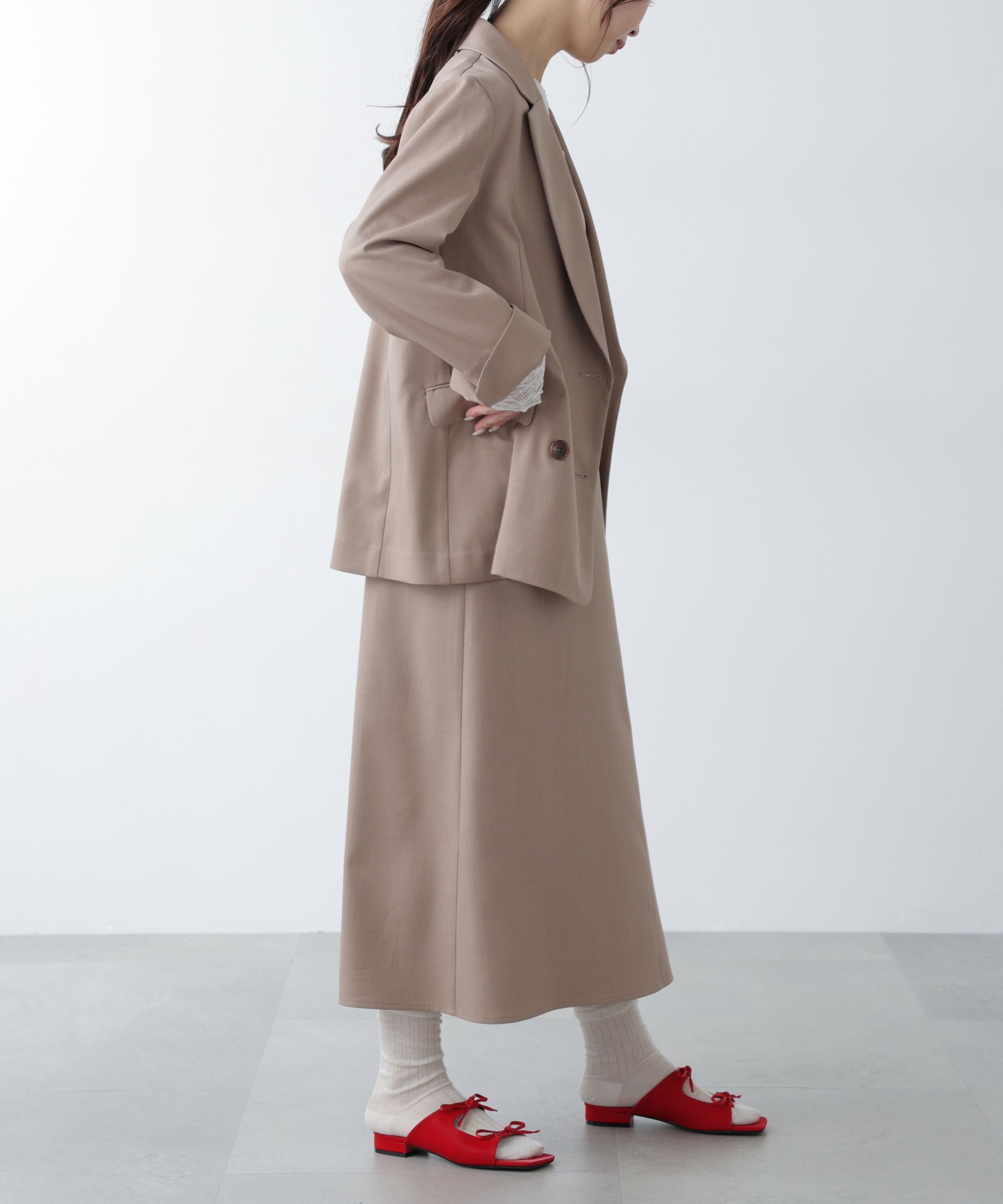  「梳毛調合繊ステッチナローキャミワンピース」|ワンピース|