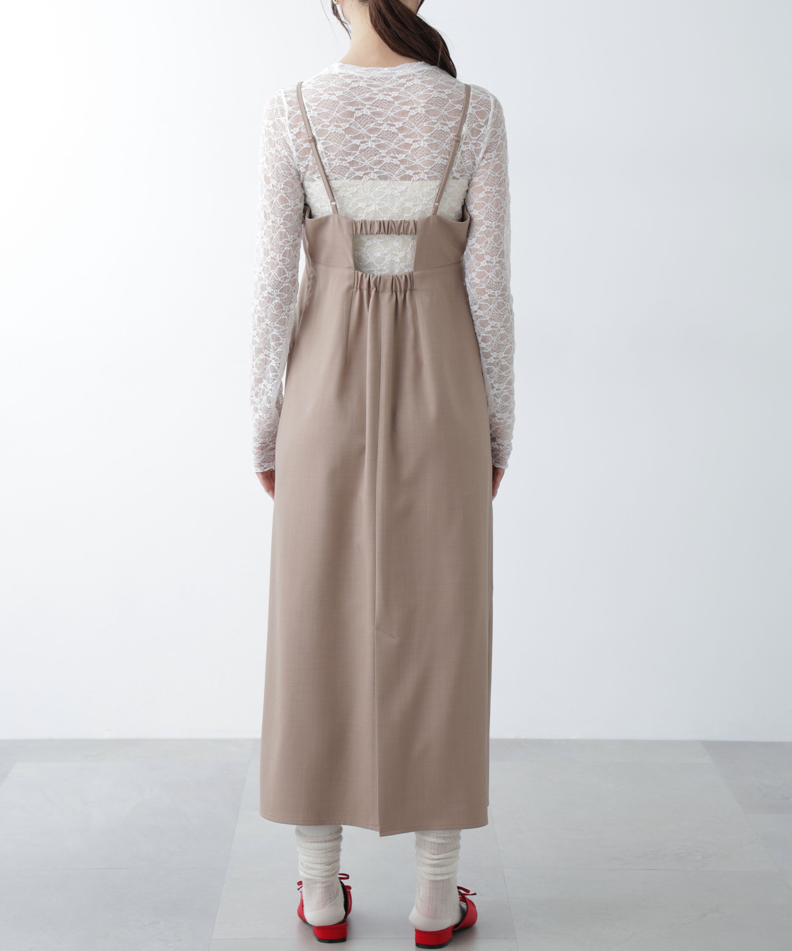  「梳毛調合繊ステッチナローキャミワンピース」|ワンピース|