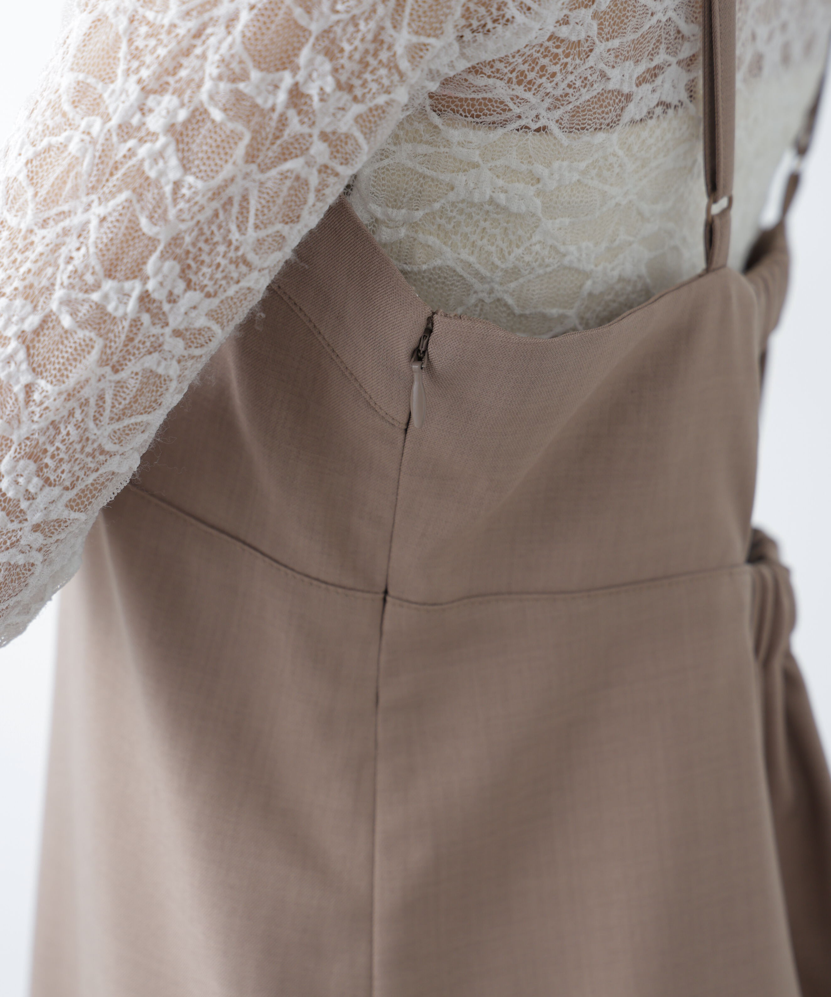  「梳毛調合繊ステッチナローキャミワンピース」|ワンピース|