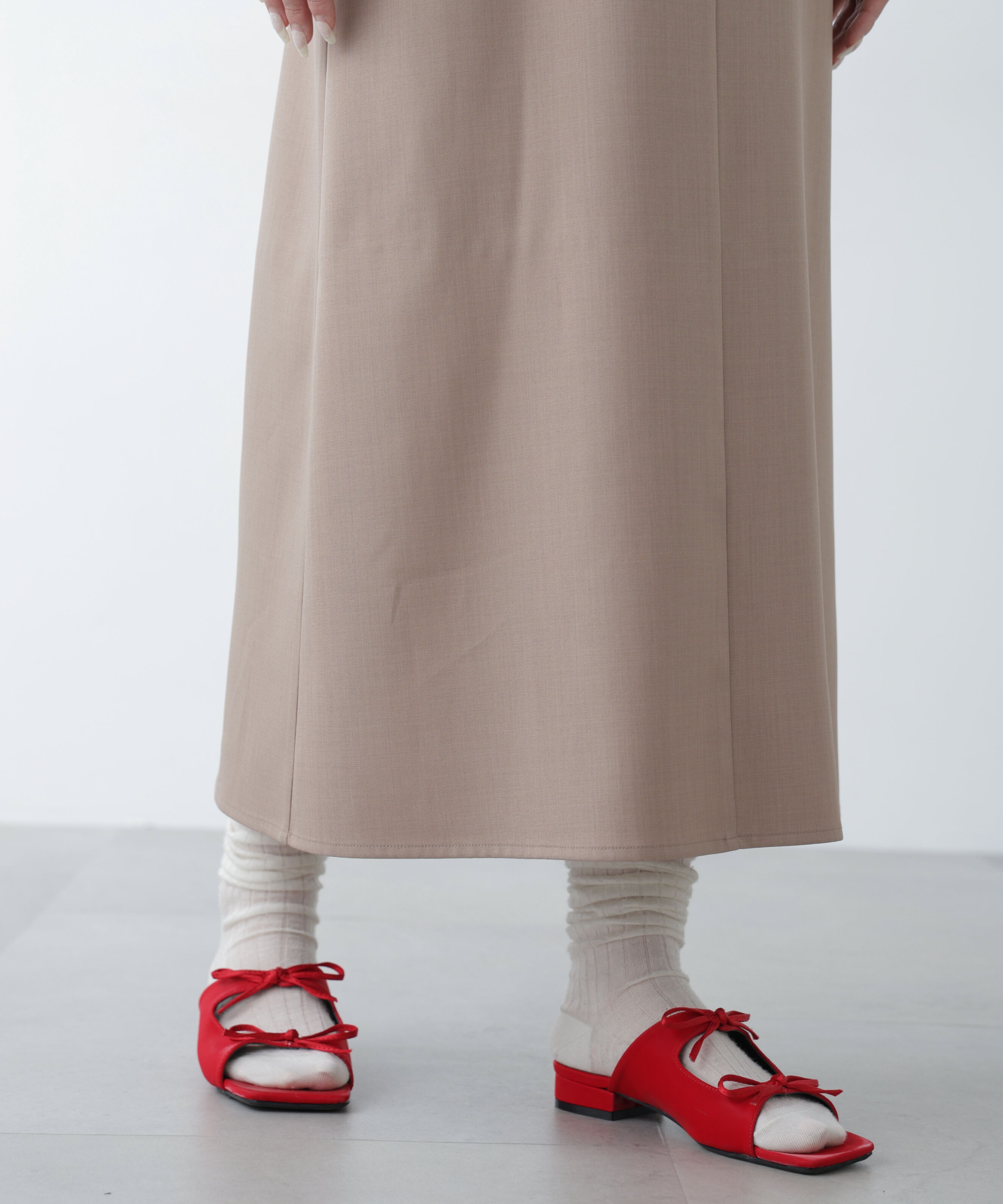  「梳毛調合繊ステッチナローキャミワンピース」|ワンピース|