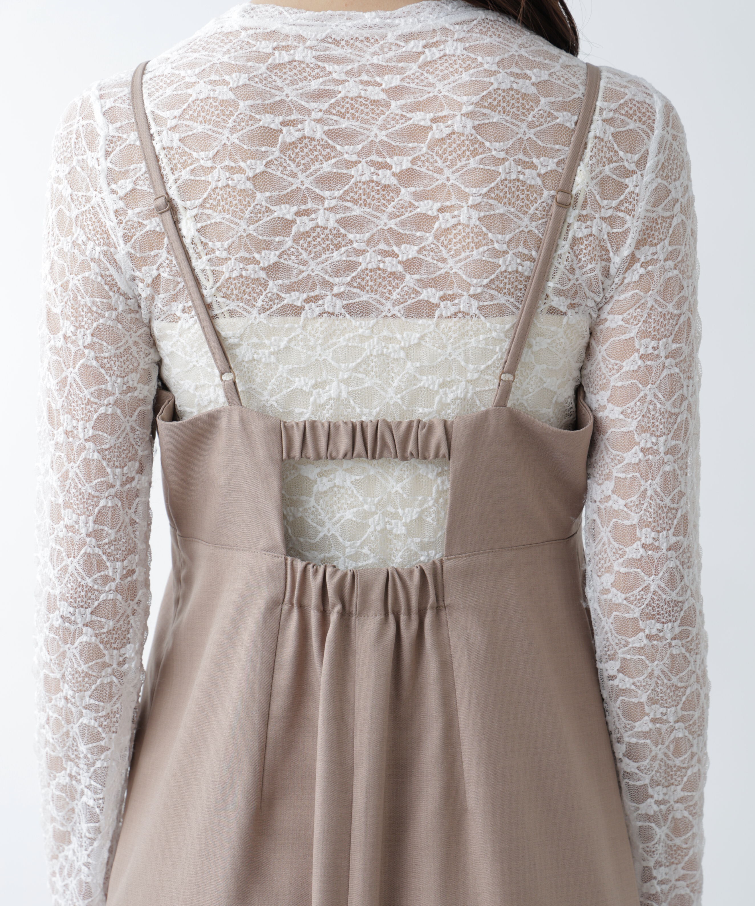  「梳毛調合繊ステッチナローキャミワンピース」|ワンピース|