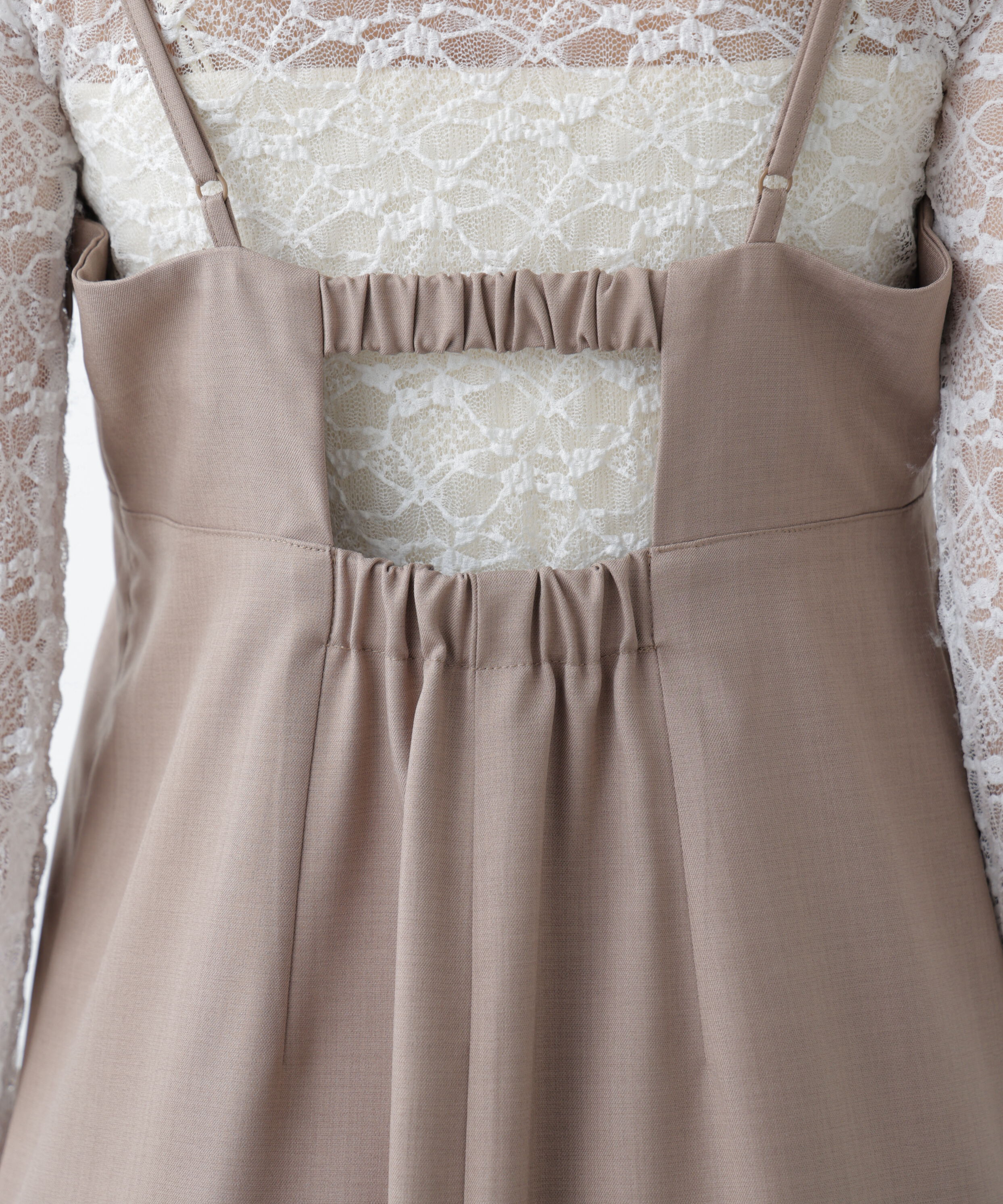  「梳毛調合繊ステッチナローキャミワンピース」|ワンピース|