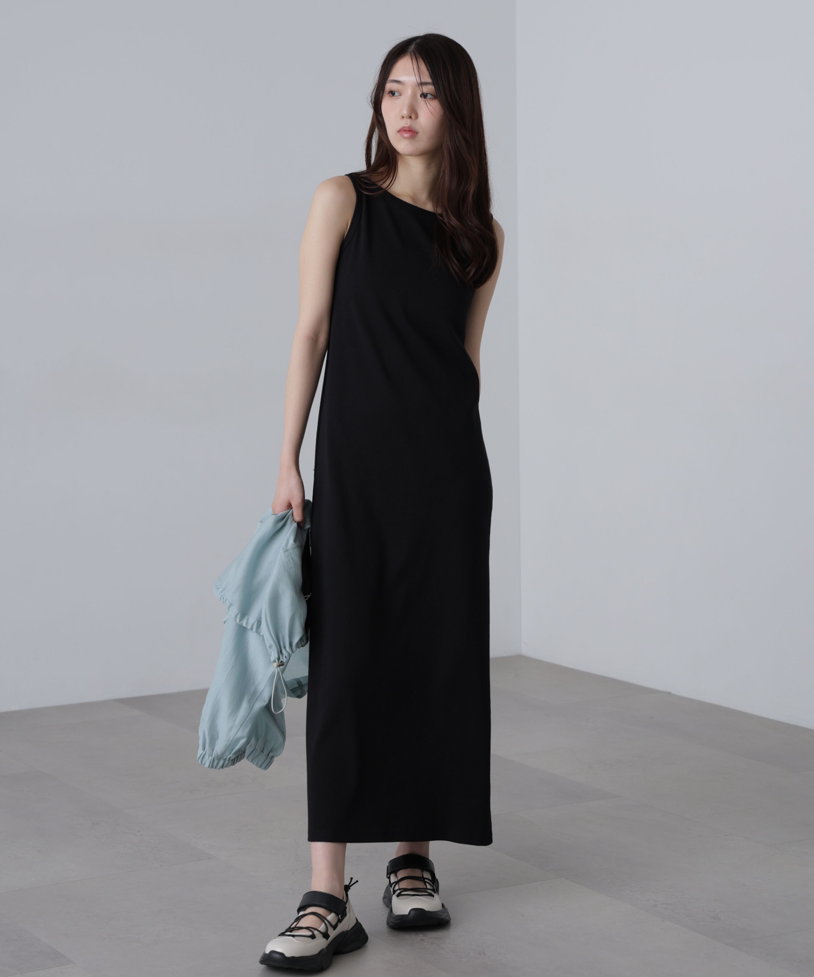  「ボートネックリブタンクトップワンピース」|ワンピース|