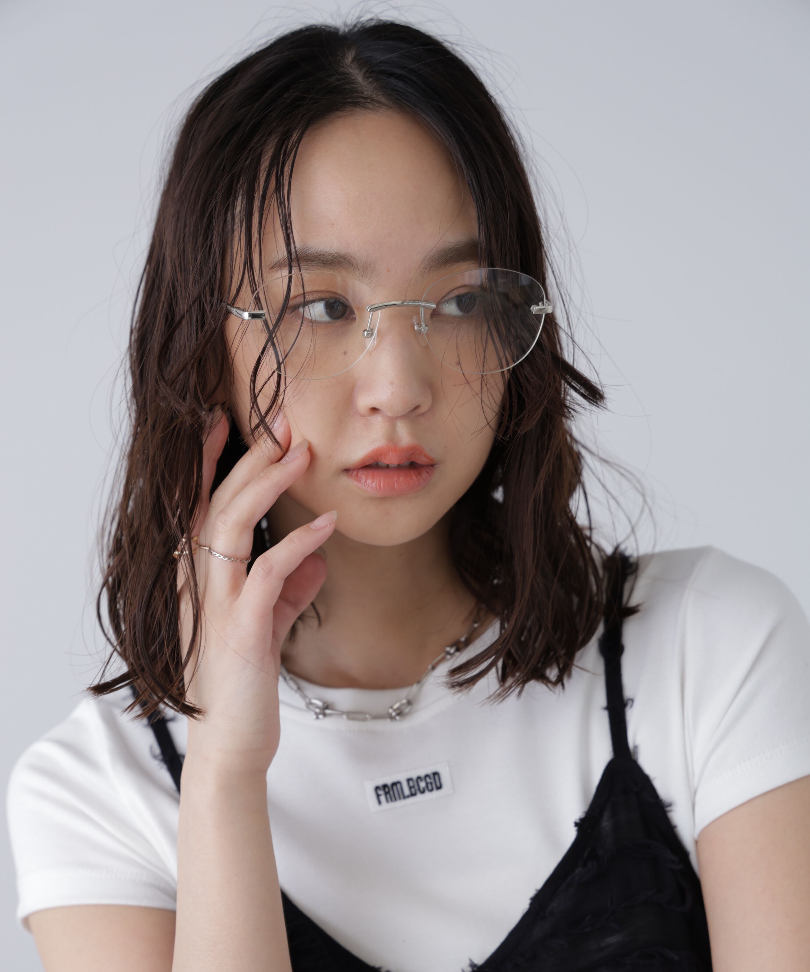  「リムレスメガネ」|ハンカチ|伊達メガネ