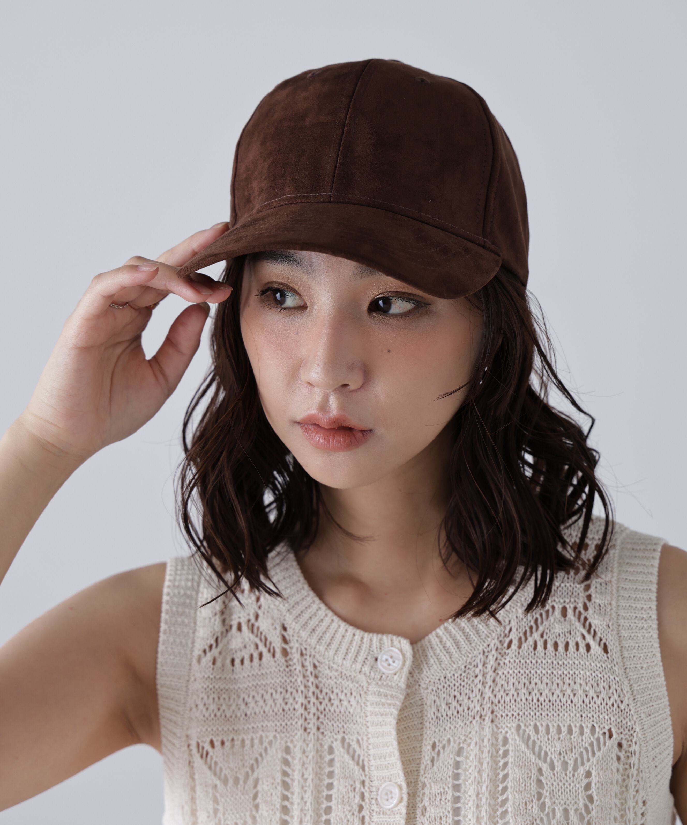  「スウェードライクキャップ」|ソックス|ブラウン