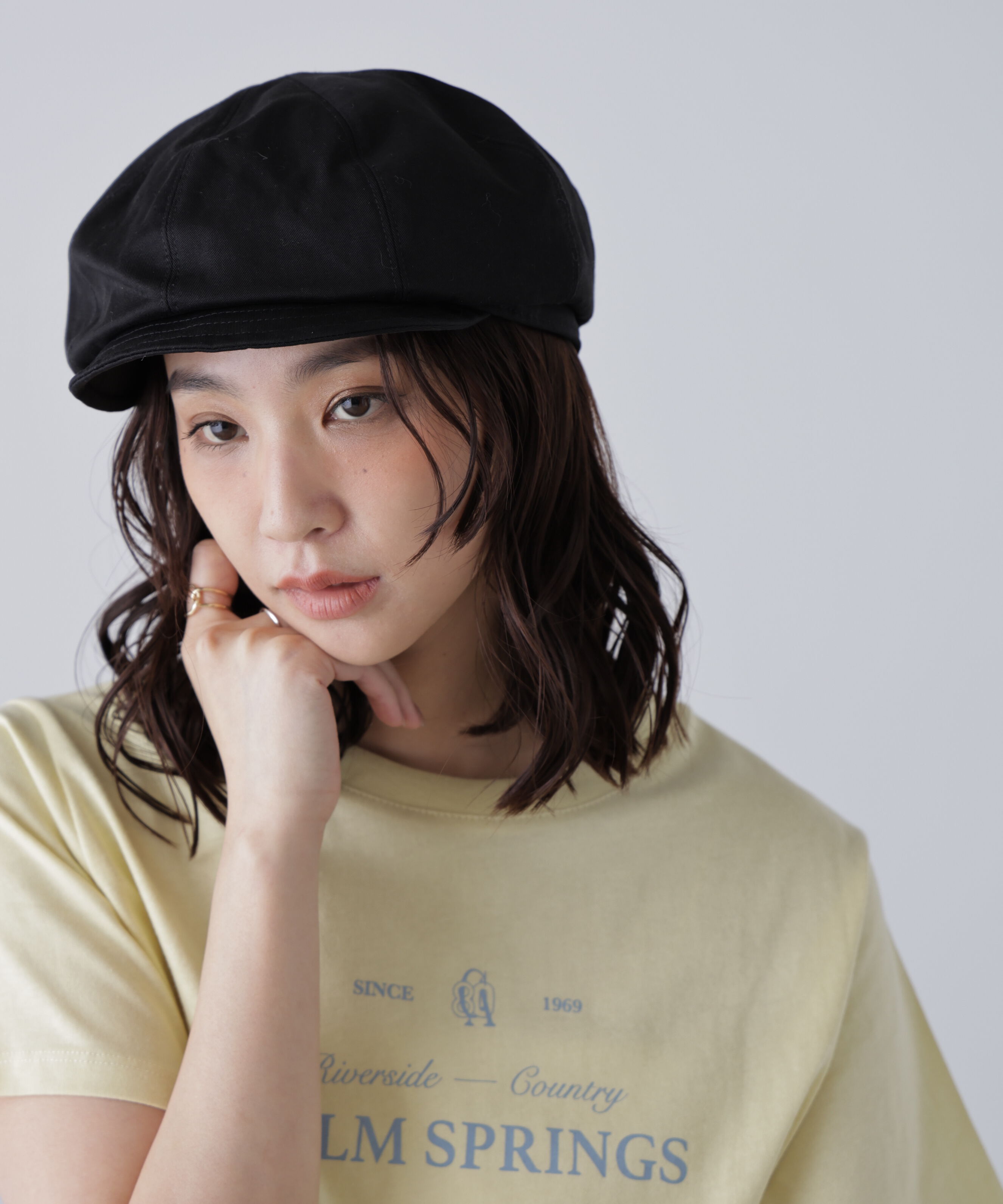  「シンプルキャスケット」|ソックス|ブラック