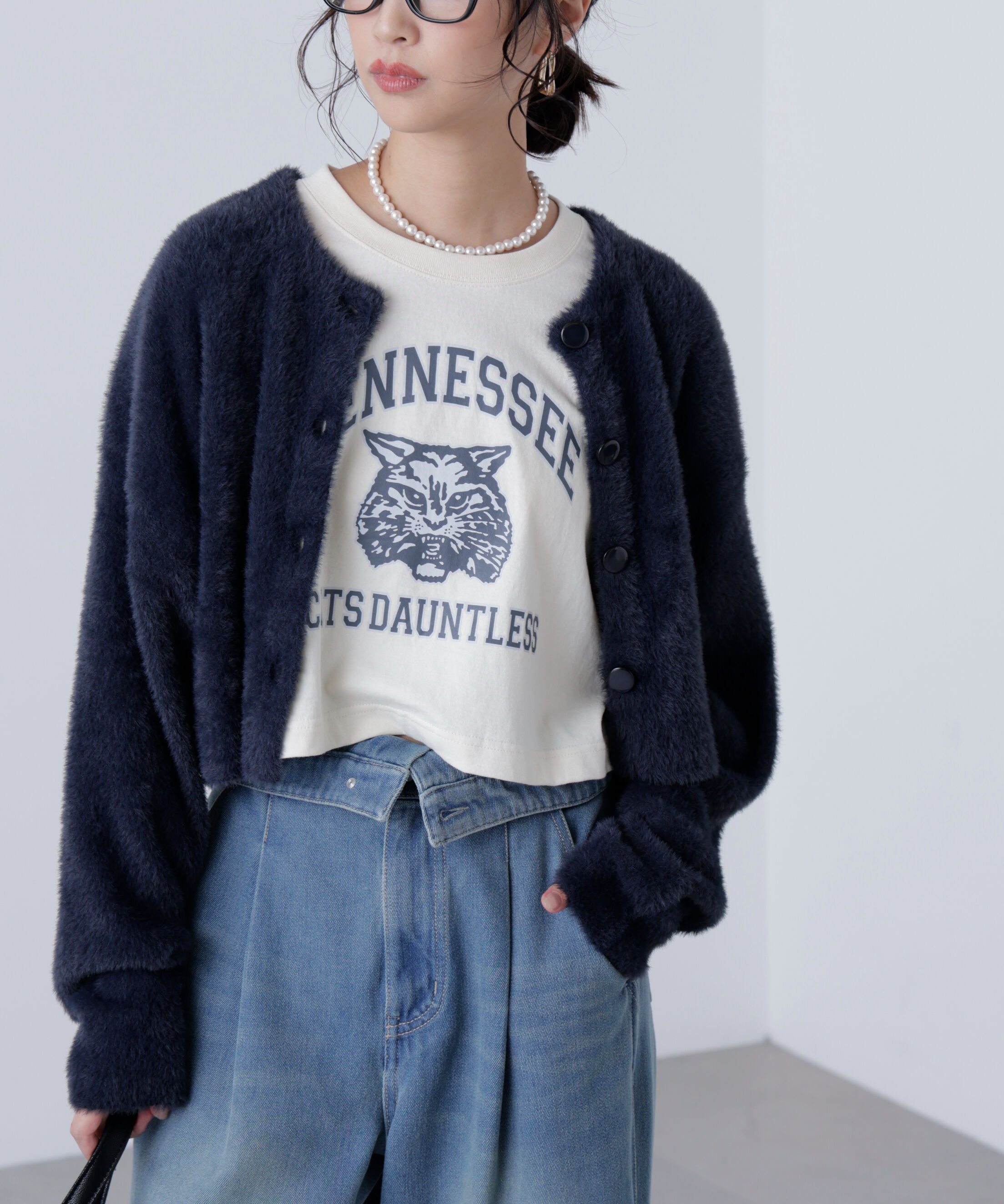  「前後2wayショートシャギー短丈ニット」|ニット・セーター|