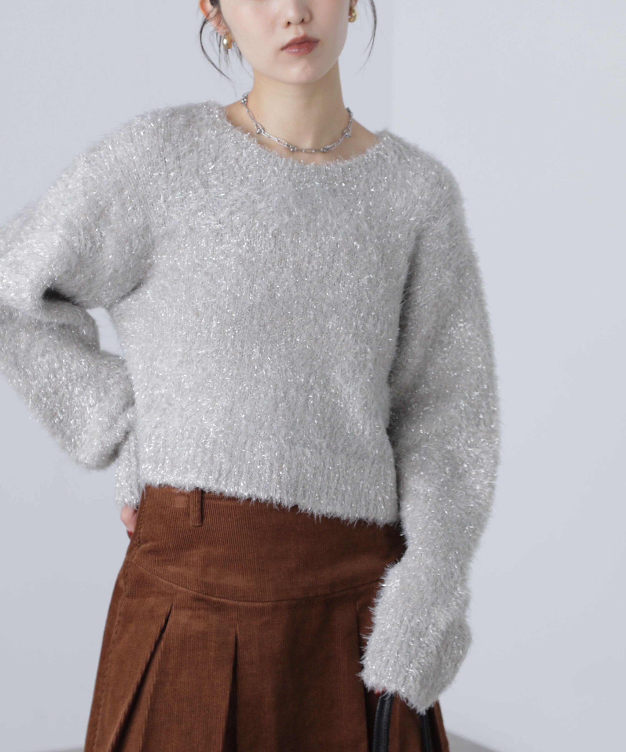  「ラメフェザープルオーバーニット」|ニット・セーター|