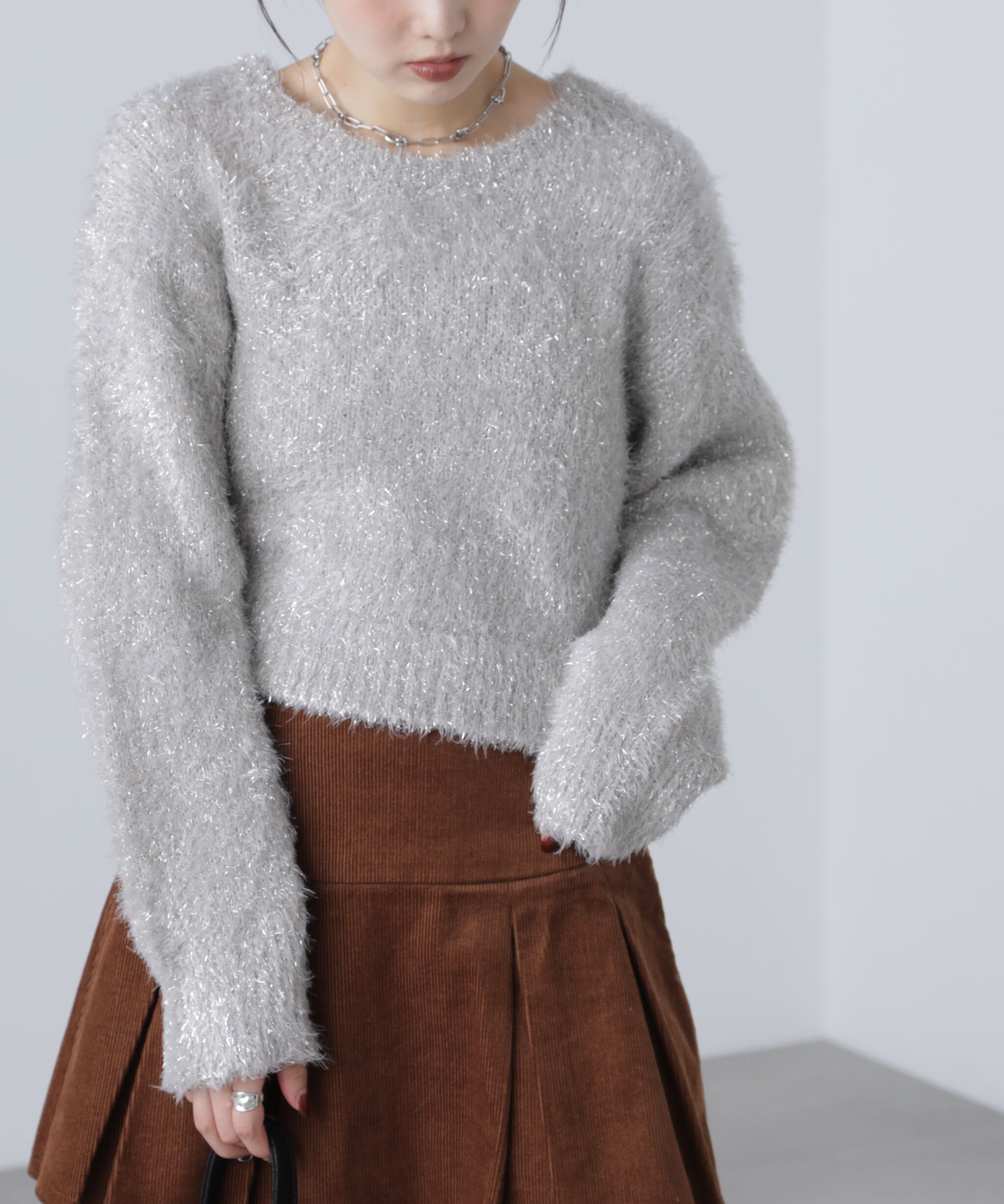  「ラメフェザープルオーバーニット」|ニット・セーター|