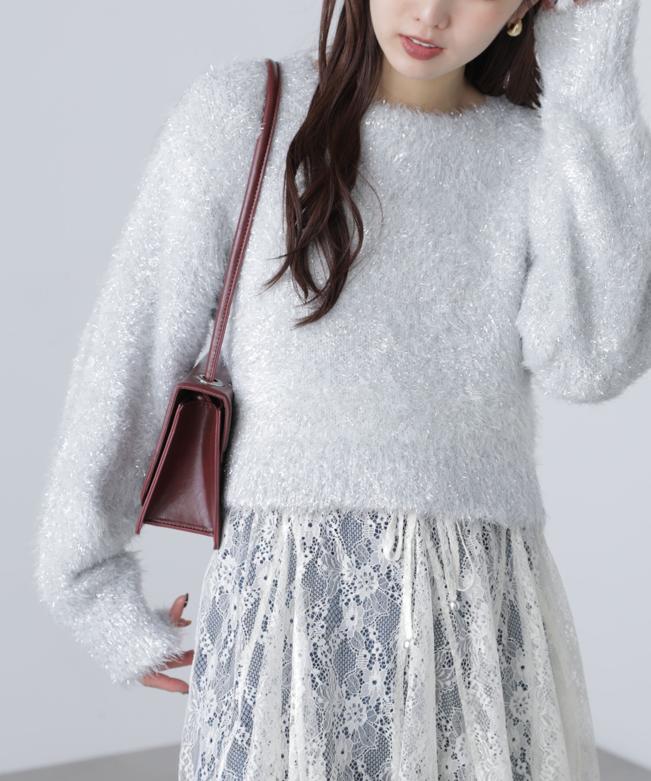  「ラメフェザープルオーバーニット」|ニット・セーター|