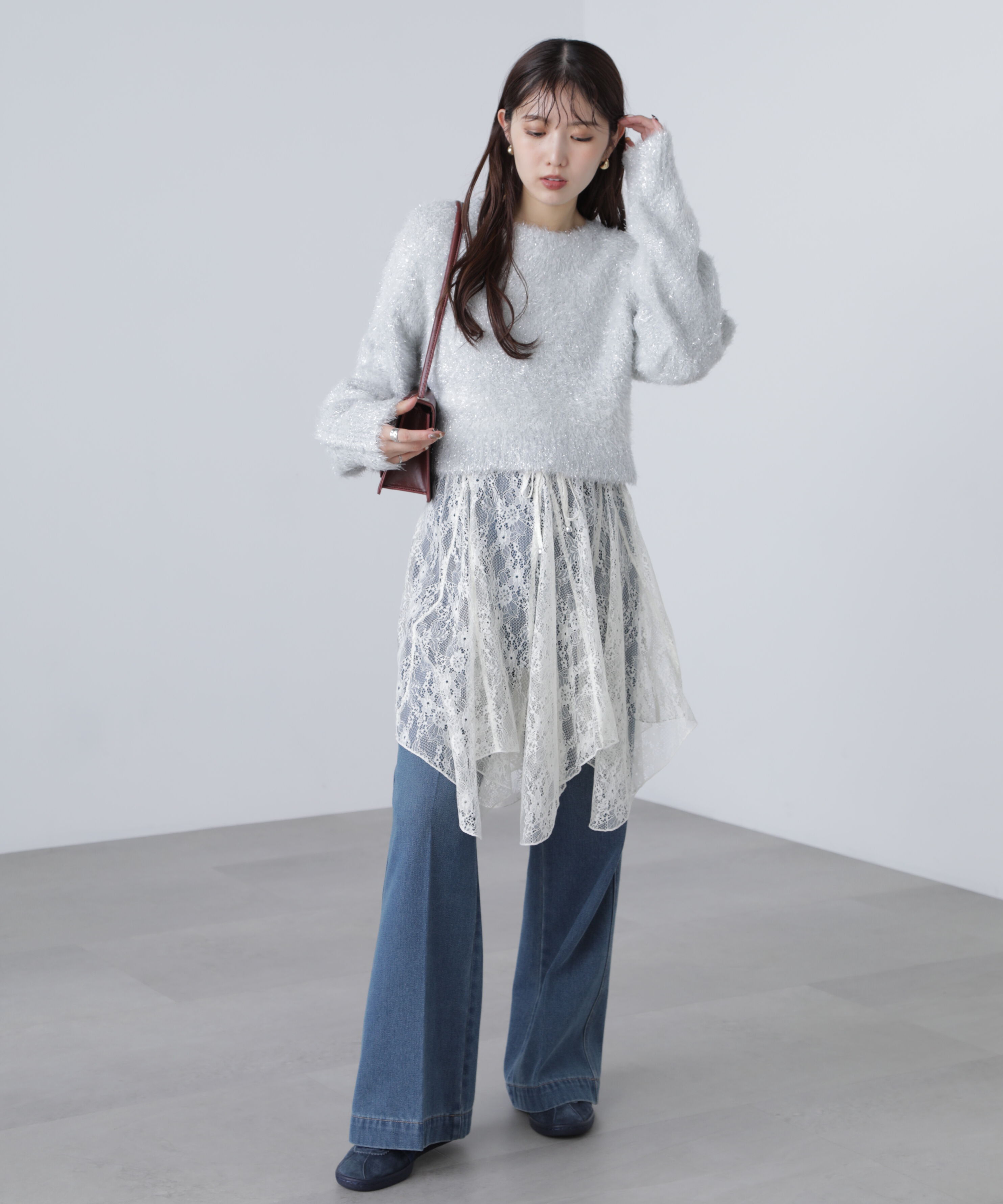  「ラメフェザープルオーバーニット」|ニット・セーター|