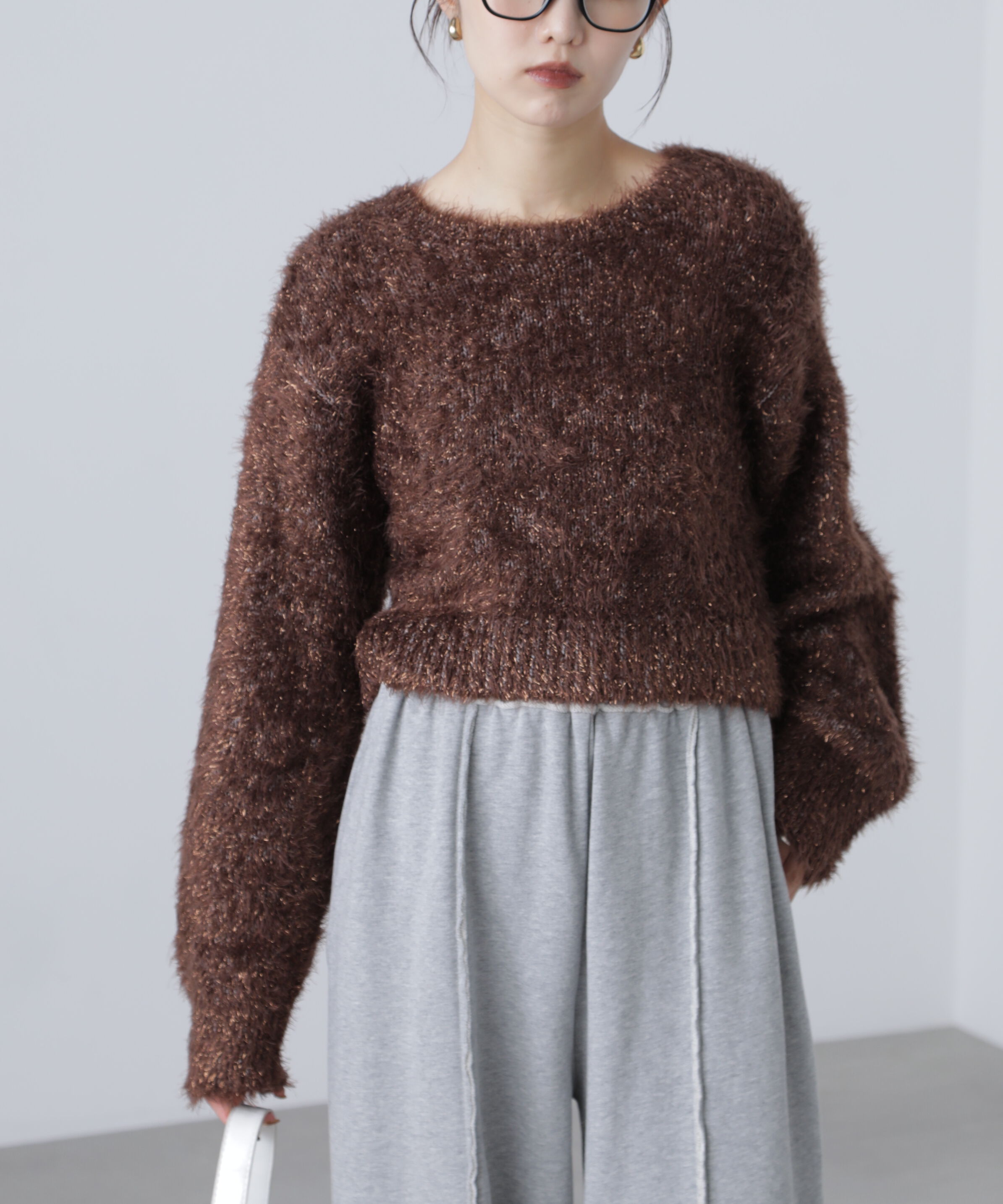  「ラメフェザープルオーバーニット」|ニット・セーター|