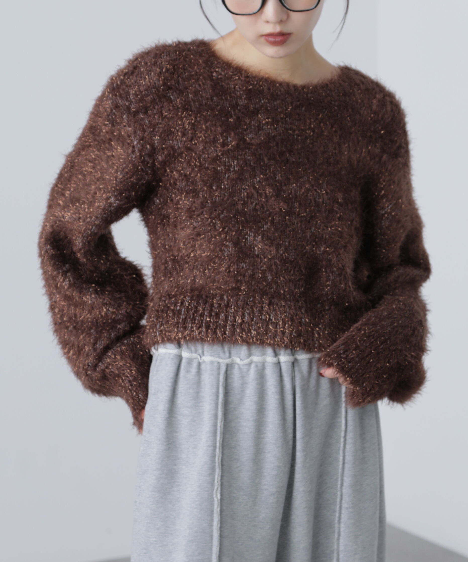  「ラメフェザープルオーバーニット」|ニット・セーター|