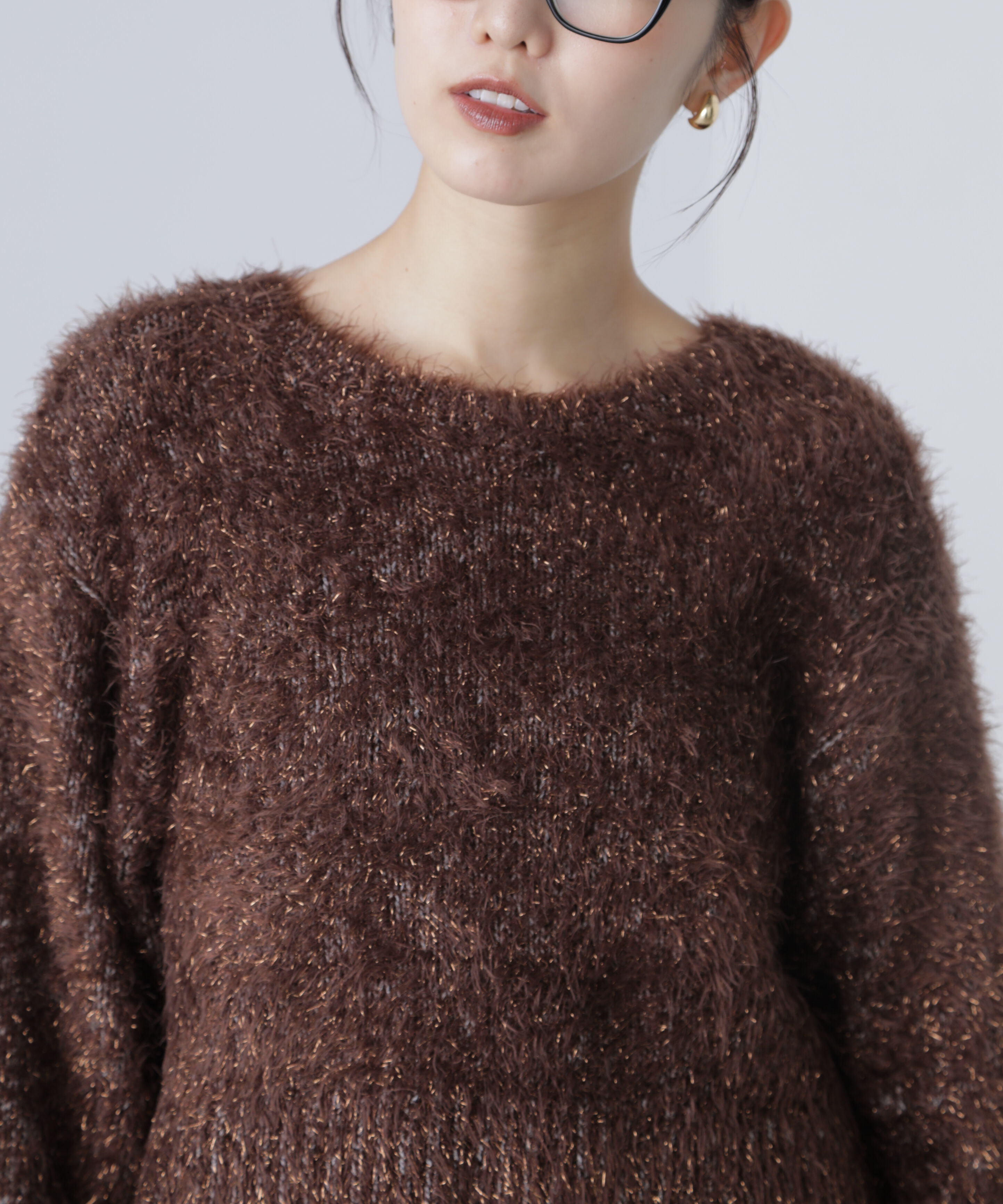  「ラメフェザープルオーバーニット」|ニット・セーター|