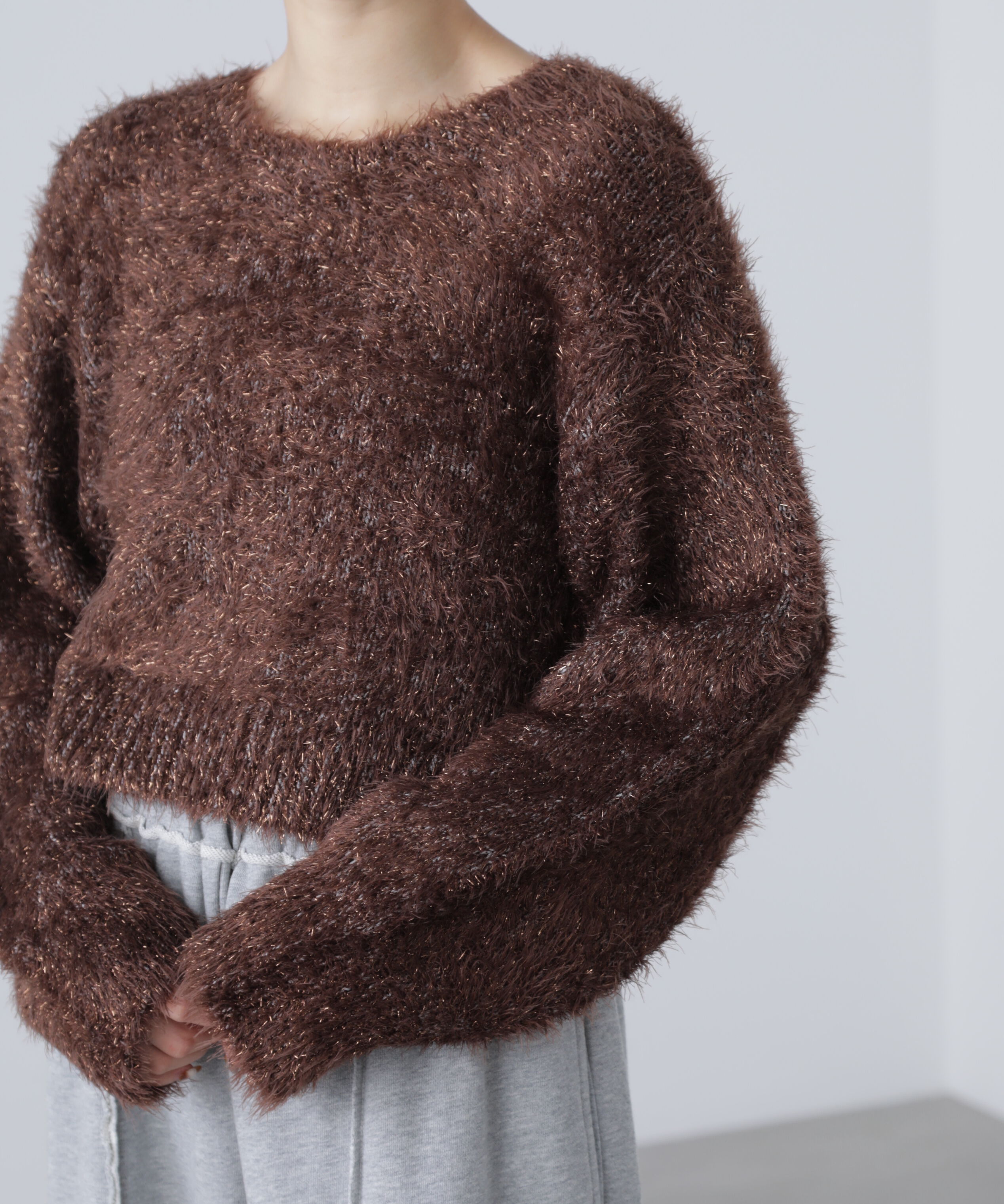  「ラメフェザープルオーバーニット」|ニット・セーター|