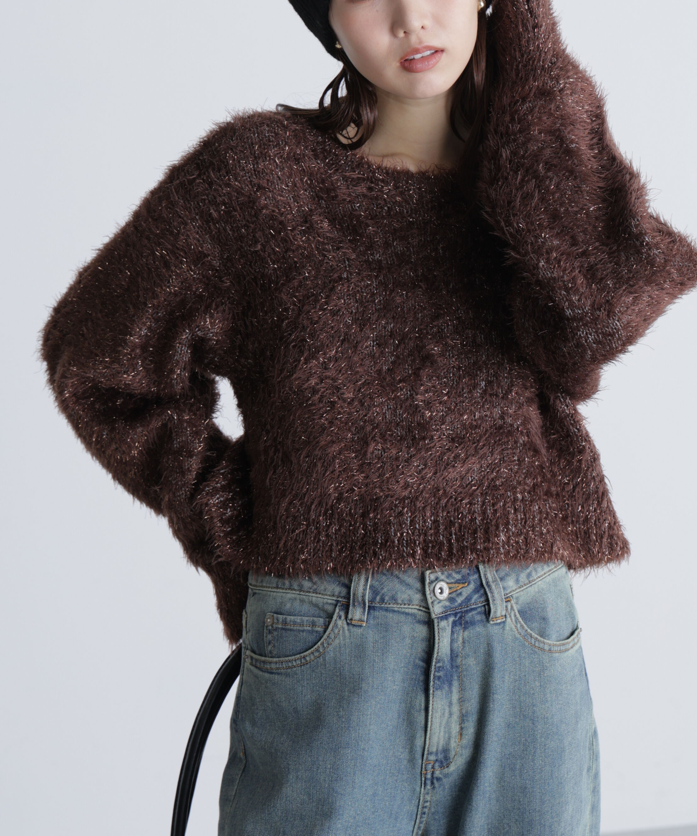  「ラメフェザープルオーバーニット」|ニット・セーター|