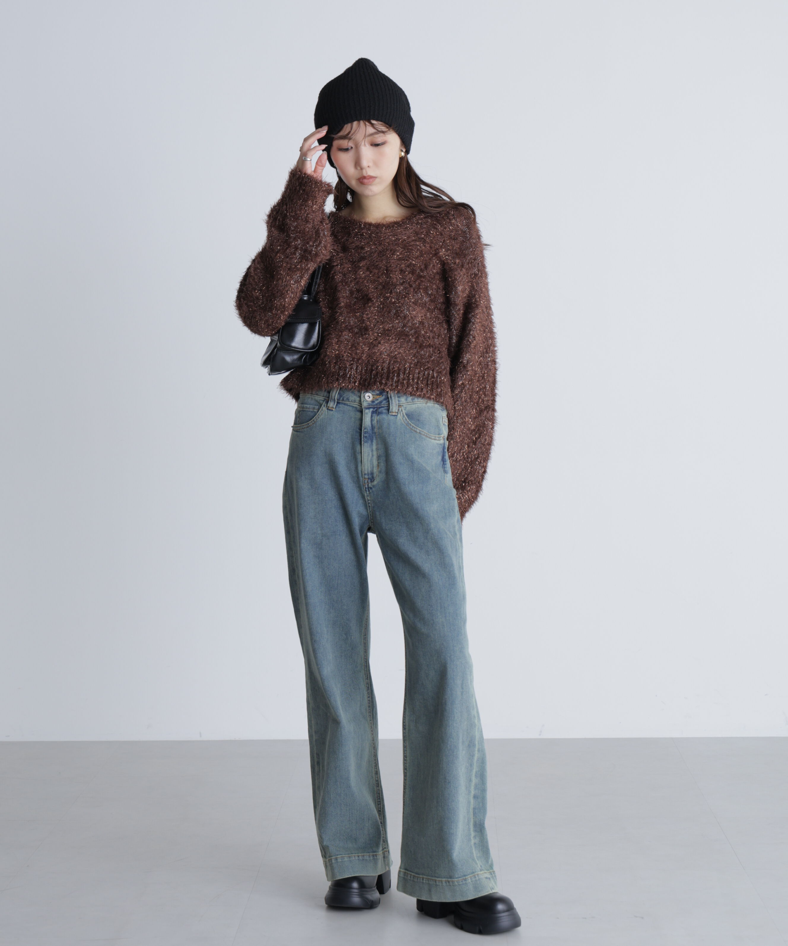  「ラメフェザープルオーバーニット」|ニット・セーター|