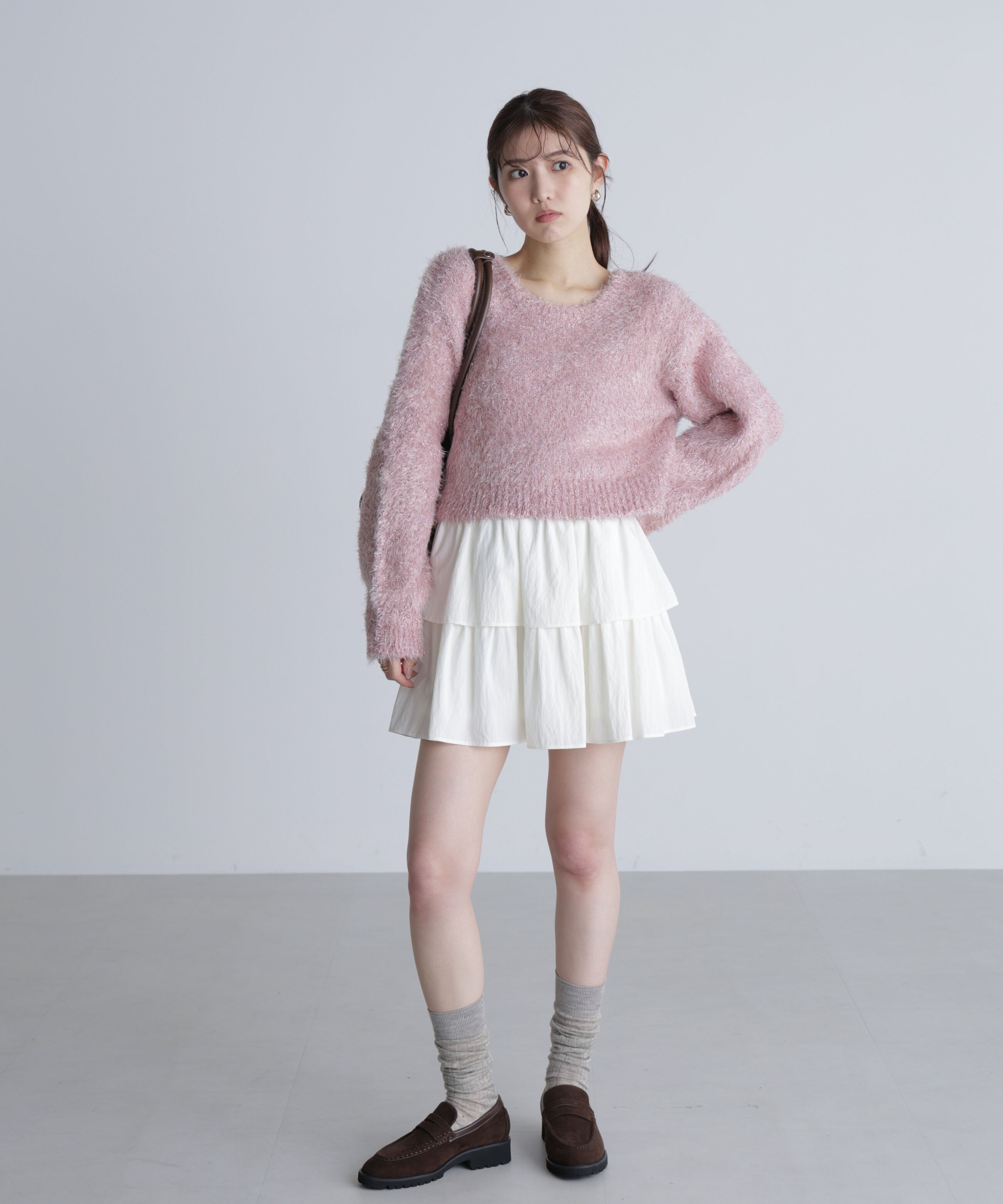  「ラメフェザープルオーバーニット」|ニット・セーター|