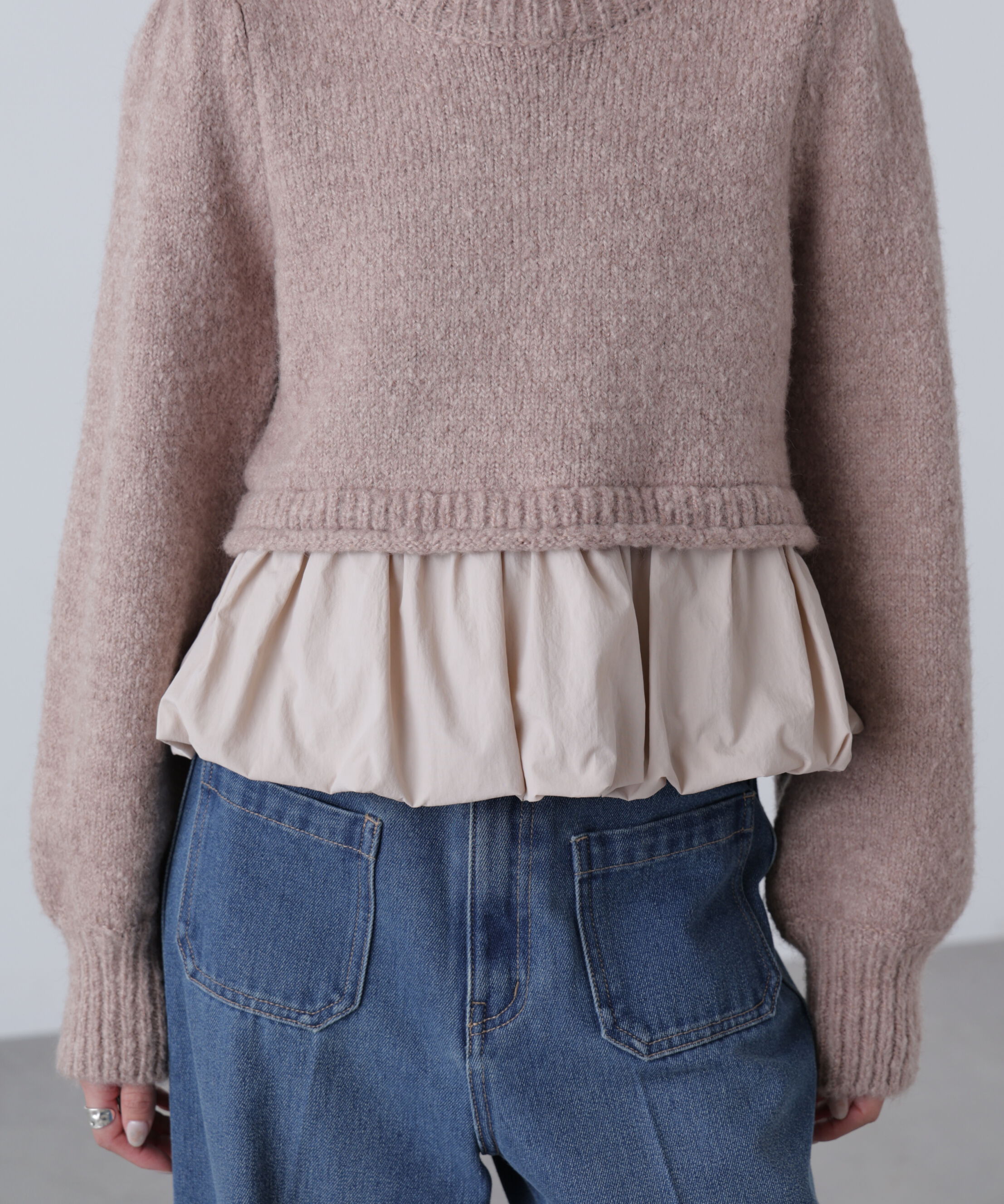  「アルパカ混布帛ドッキングバルーンニット」|ニット・セーター|