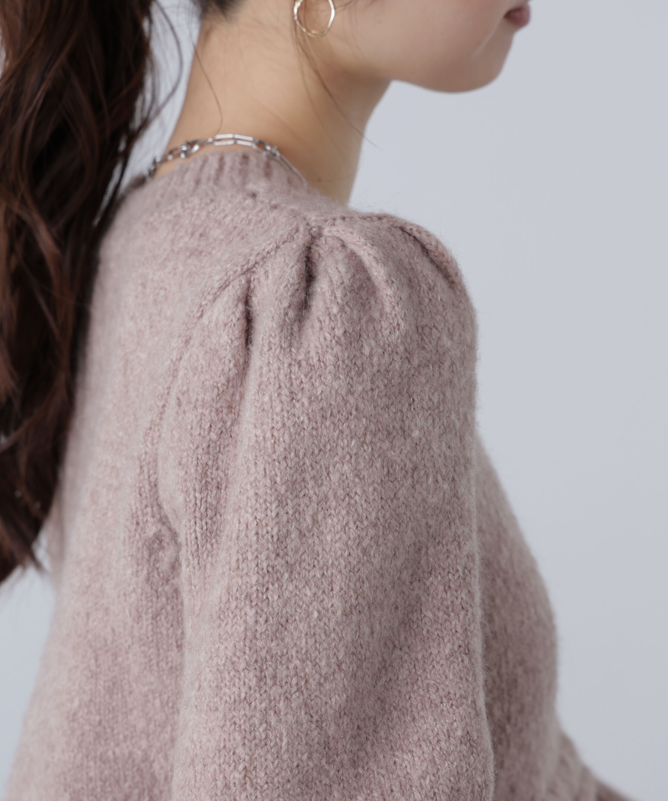  「アルパカ混布帛ドッキングバルーンニット」|ニット・セーター|