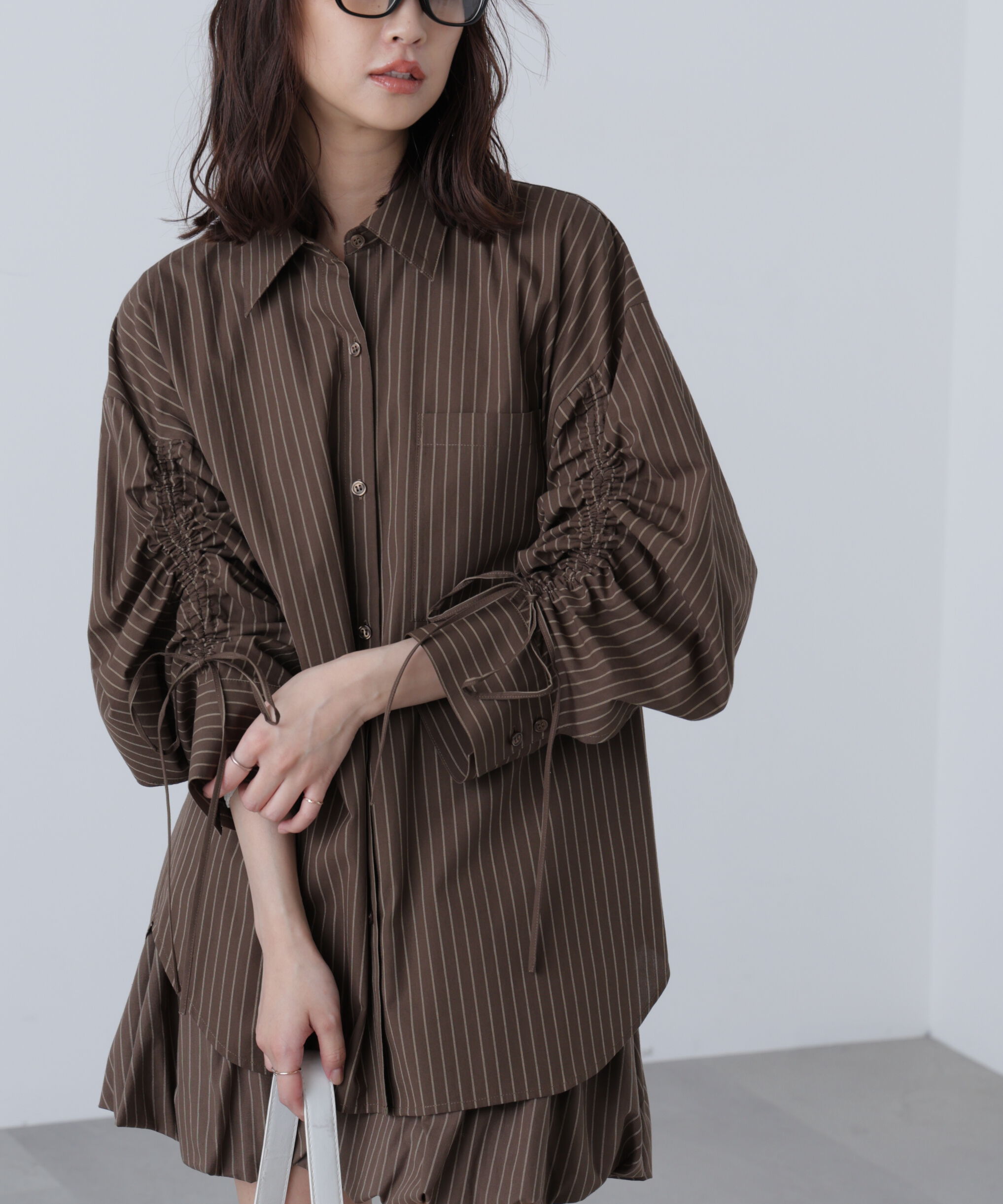  「袖シャーリングオーバーシャツ」|シャツ・ブラウス|