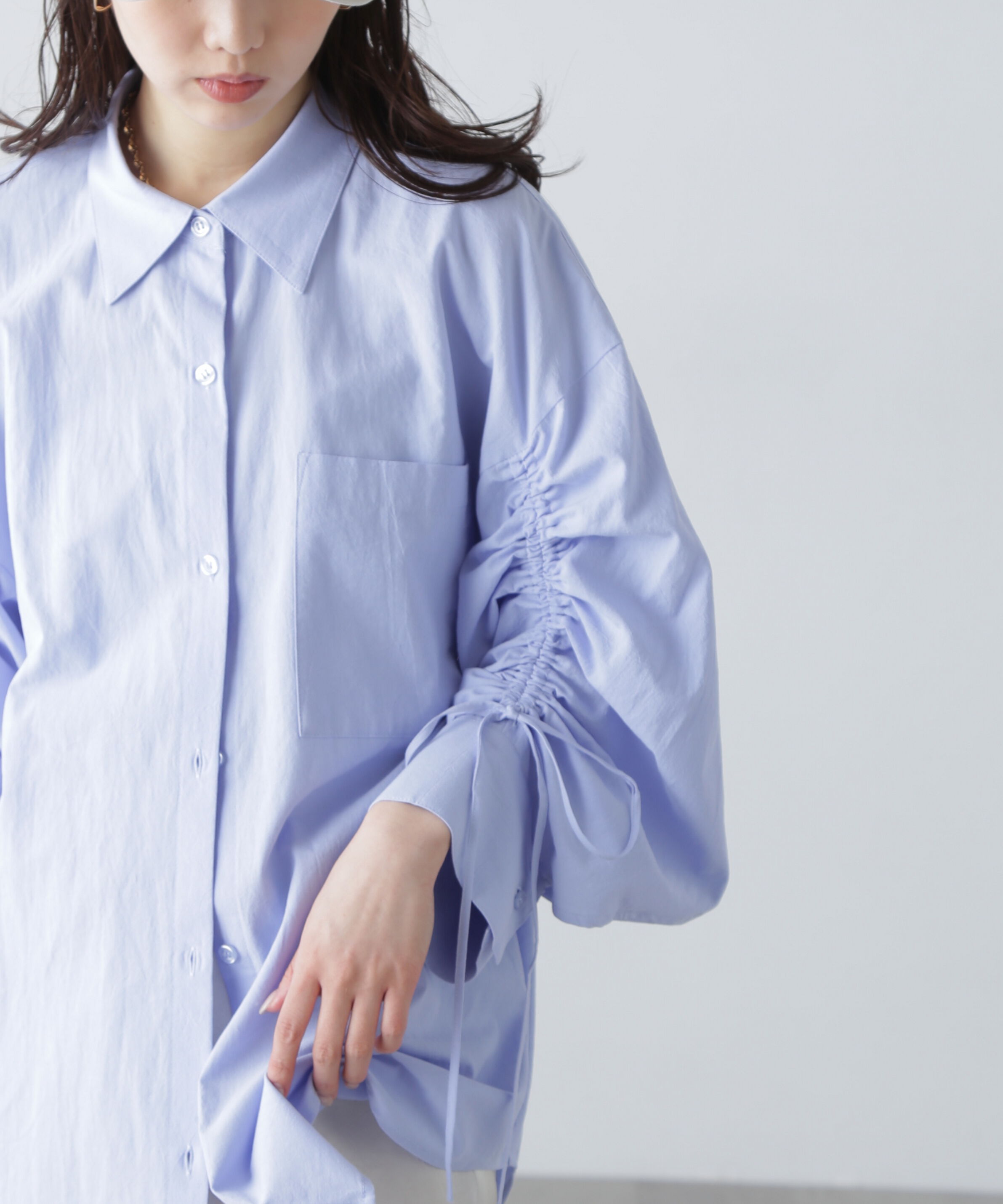  「袖シャーリングオーバーシャツ」|シャツ・ブラウス|