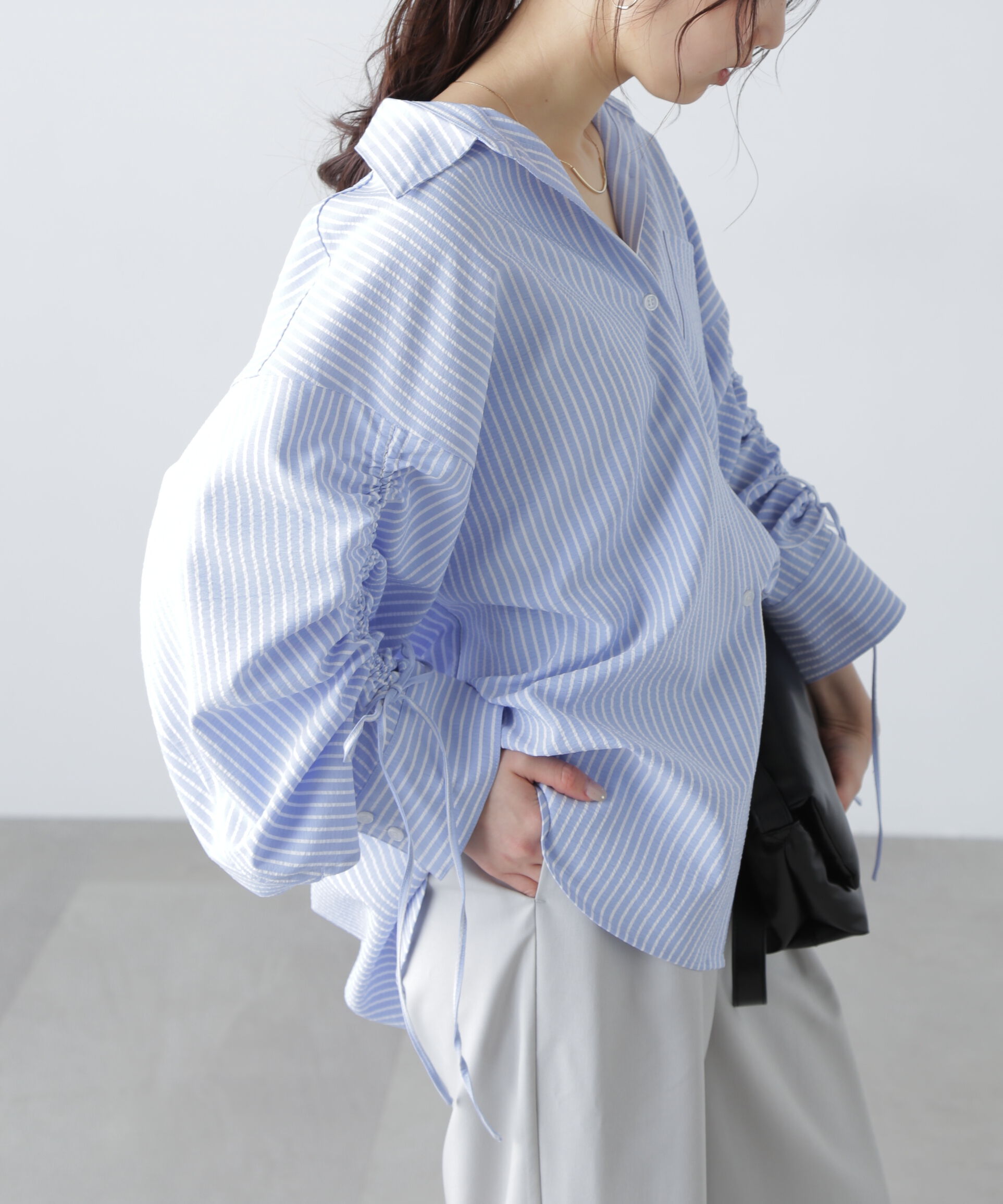  「袖シャーリングオーバーシャツ」|シャツ・ブラウス|