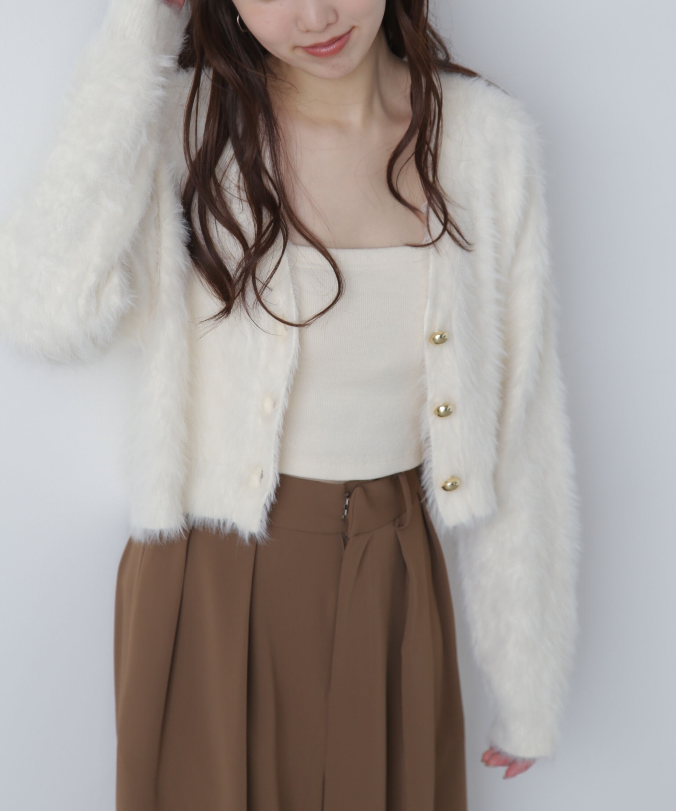  「金ボタンロングシャギーニットカーディガン〈ＭＦＭ〉」|ニット・セーター|