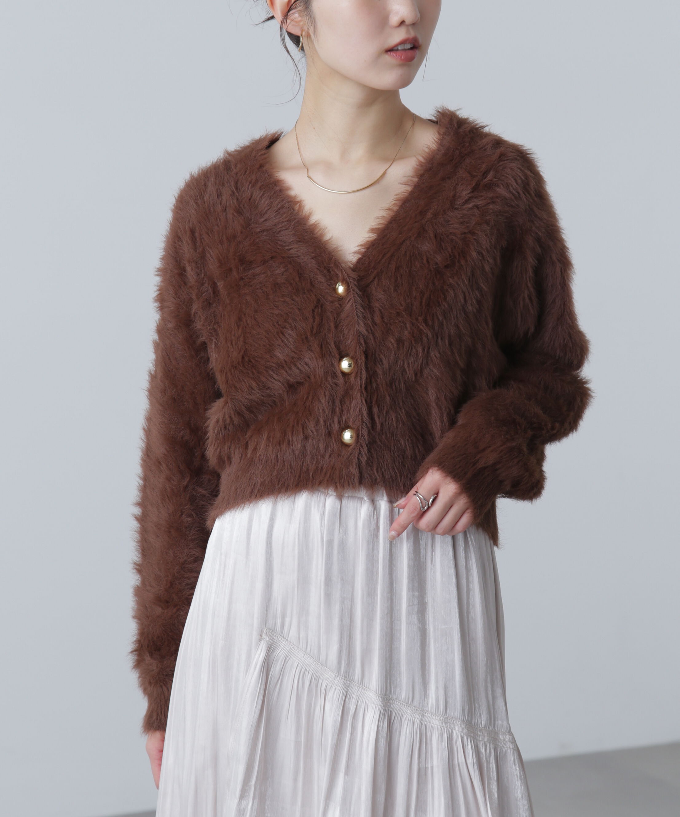  「金ボタンロングシャギーニットカーディガン〈ＭＦＭ〉」|ニット・セーター|