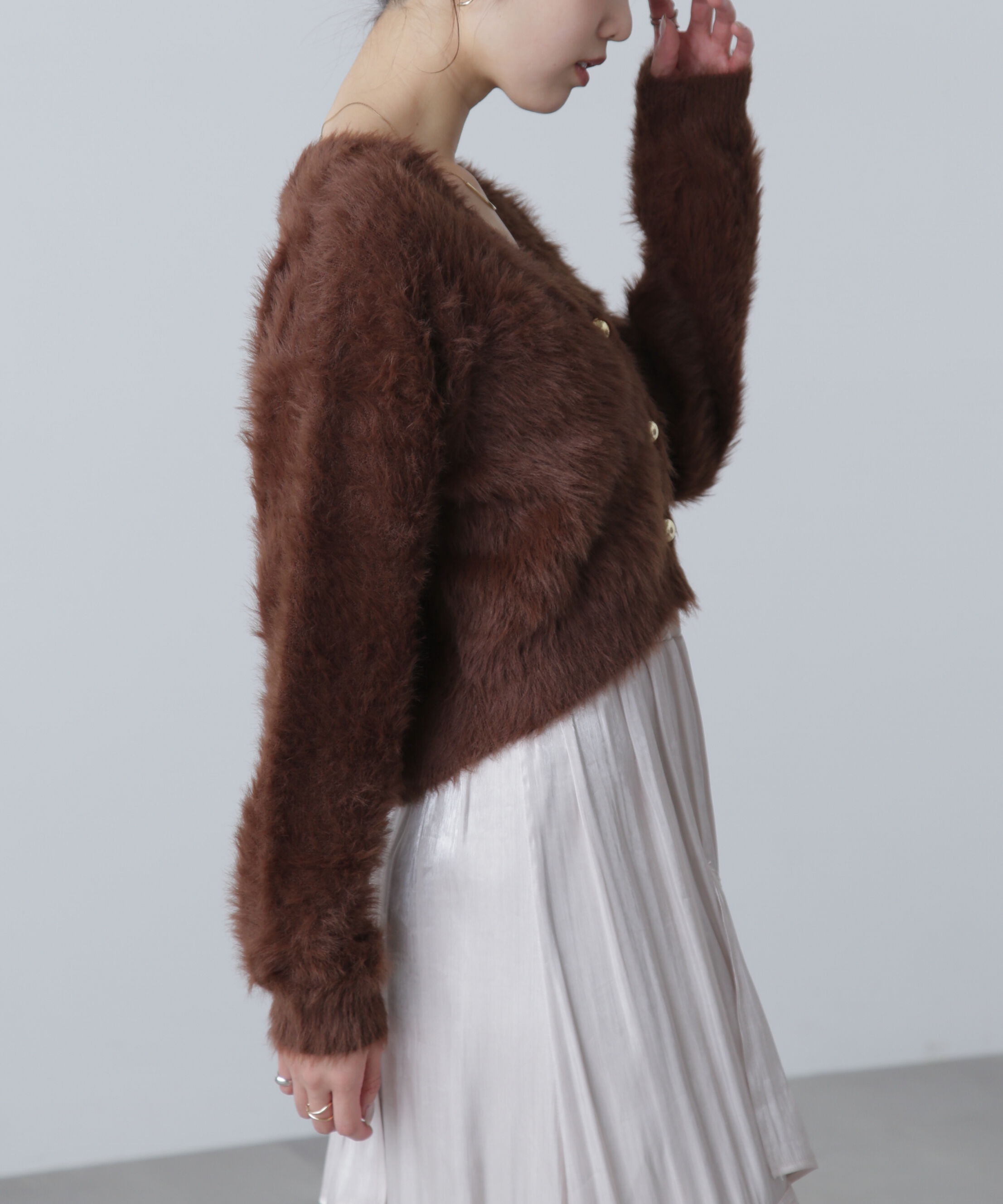  「金ボタンロングシャギーニットカーディガン〈ＭＦＭ〉」|ニット・セーター|