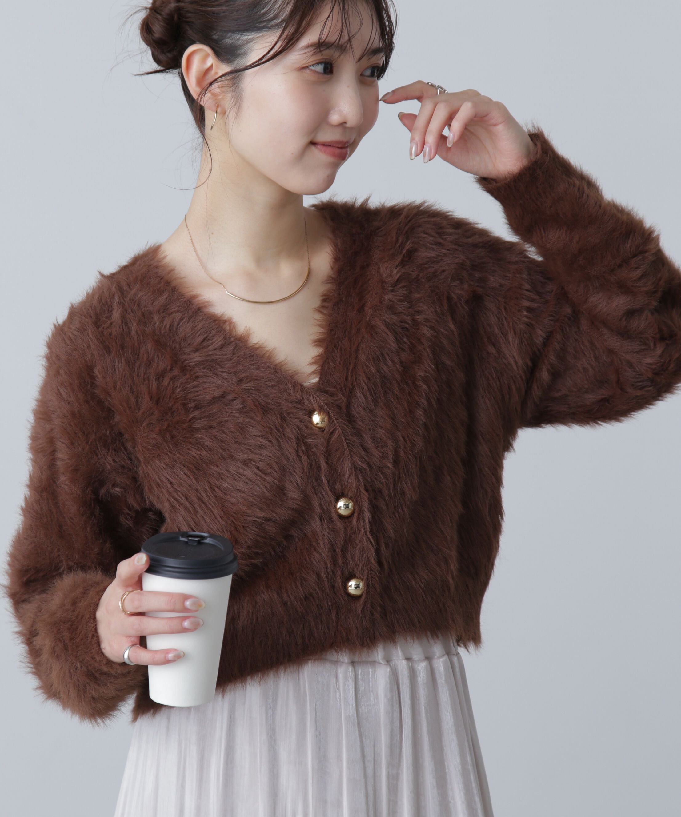  「金ボタンロングシャギーニットカーディガン〈ＭＦＭ〉」|ニット・セーター|