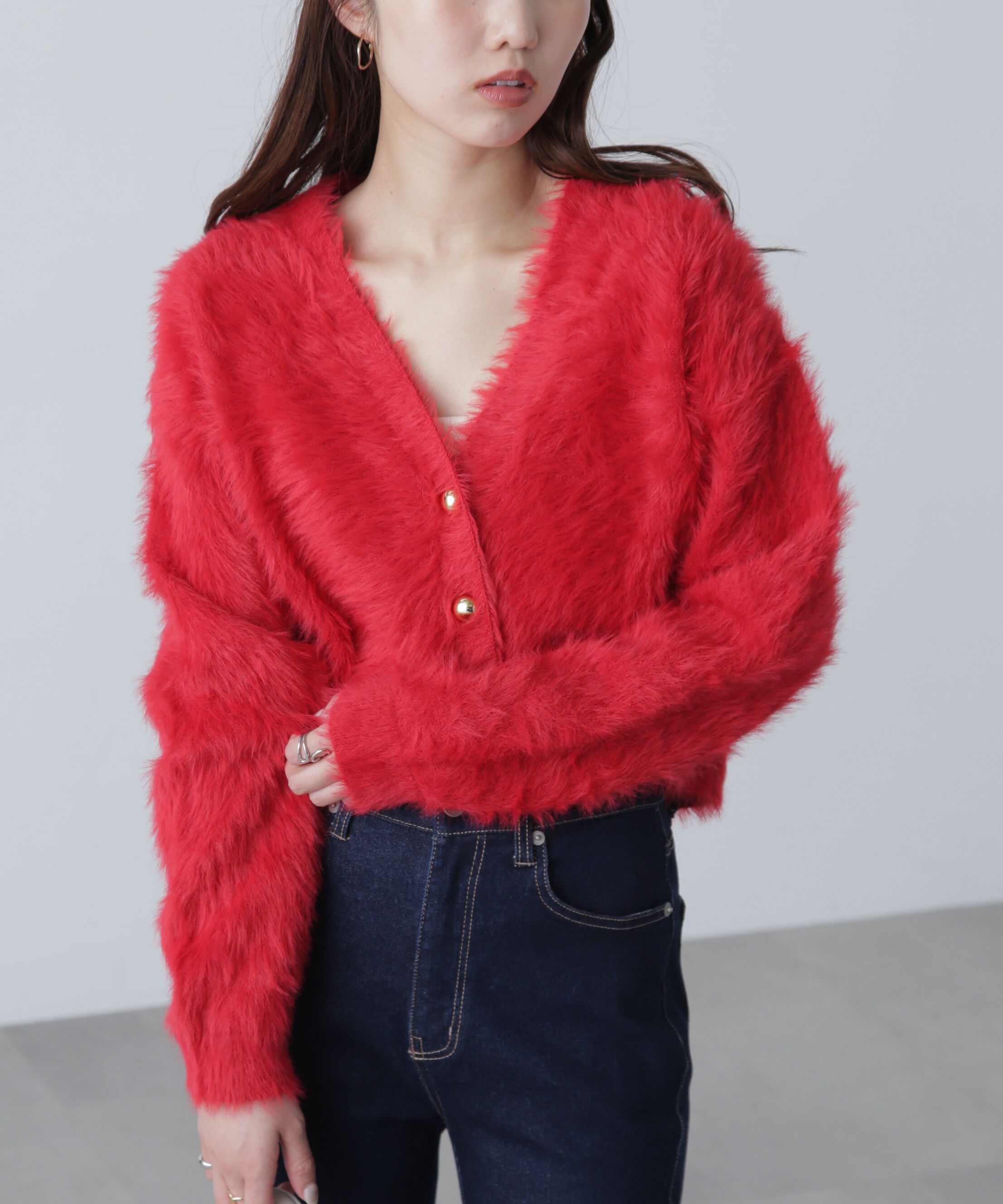  「金ボタンロングシャギーニットカーディガン〈ＭＦＭ〉」|ニット・セーター|