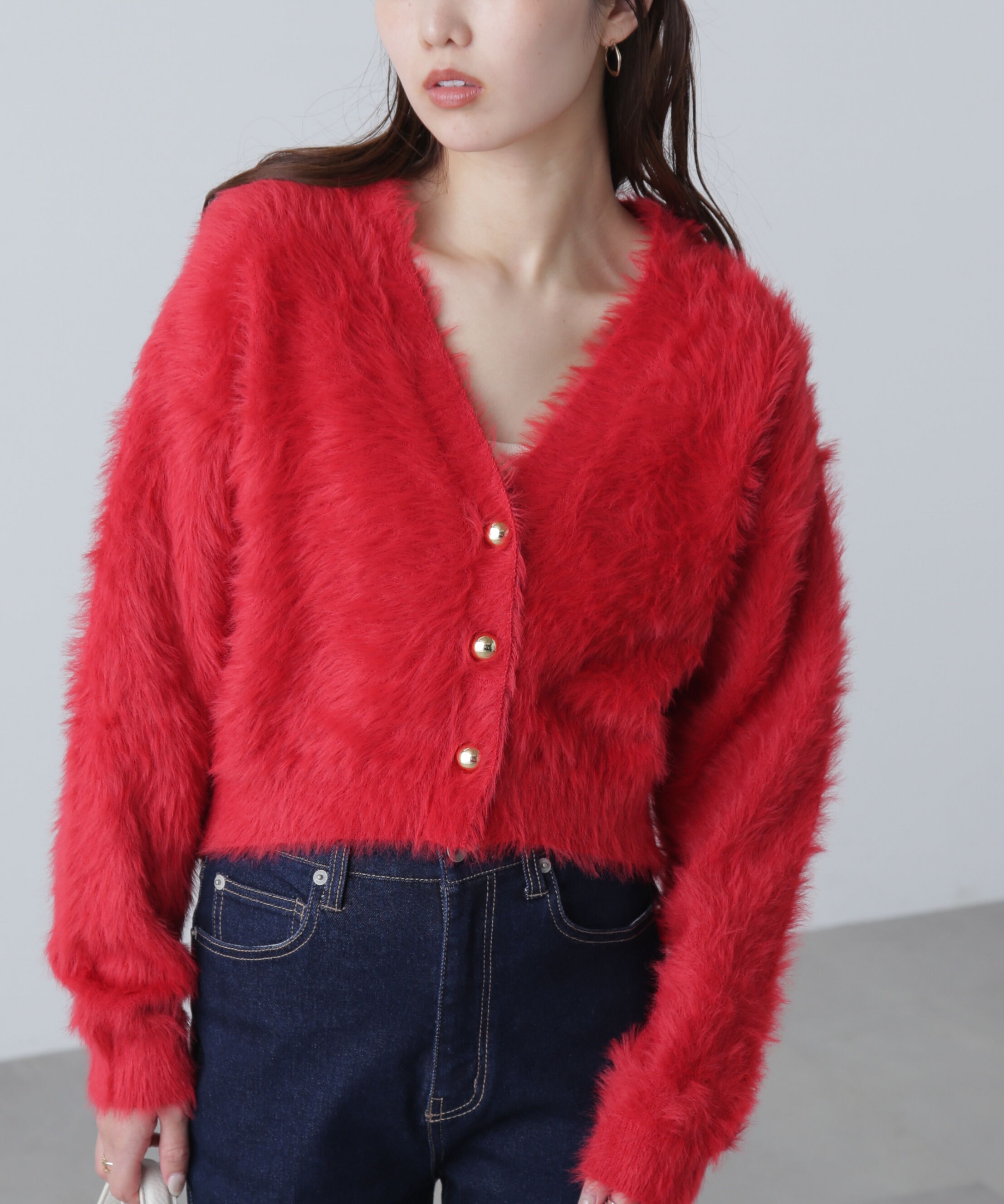  「金ボタンロングシャギーニットカーディガン〈ＭＦＭ〉」|ニット・セーター|